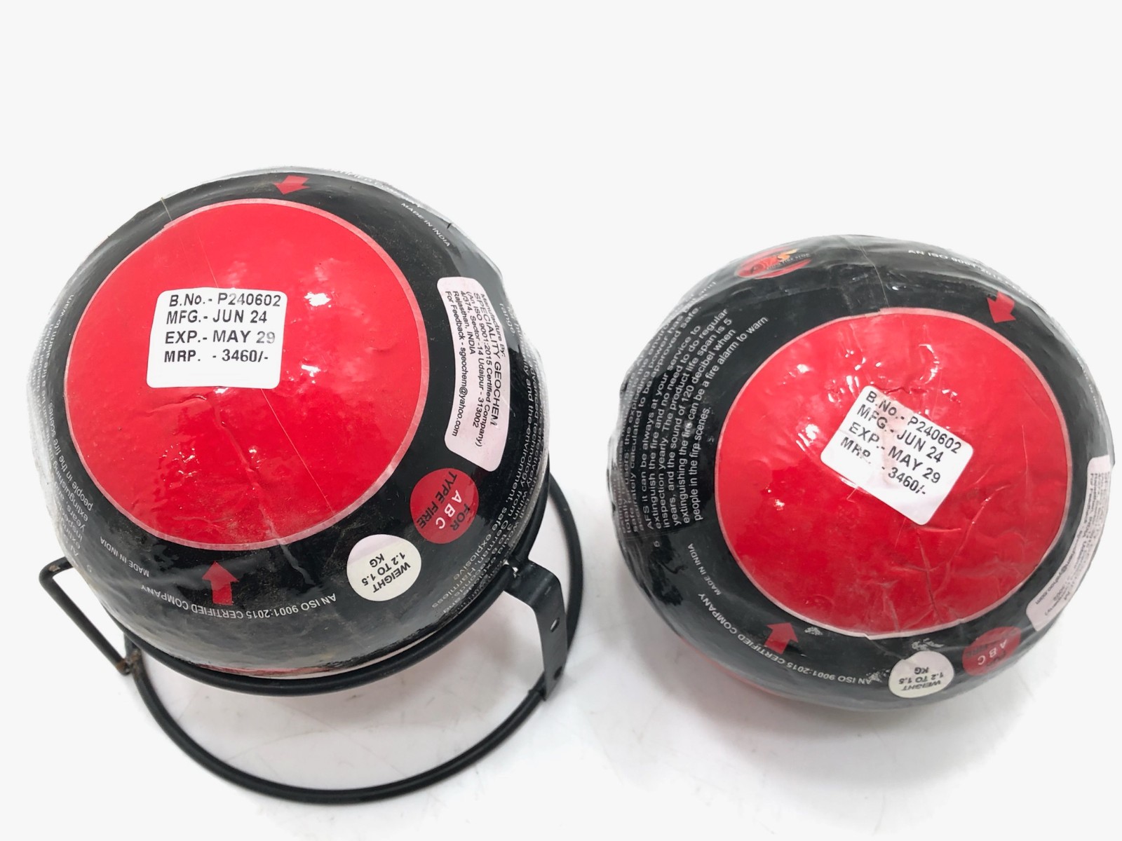 Lot (2) AFS Auto Fire Stop Fire Ball Automatic Dry Powder Extinguisher w Stand