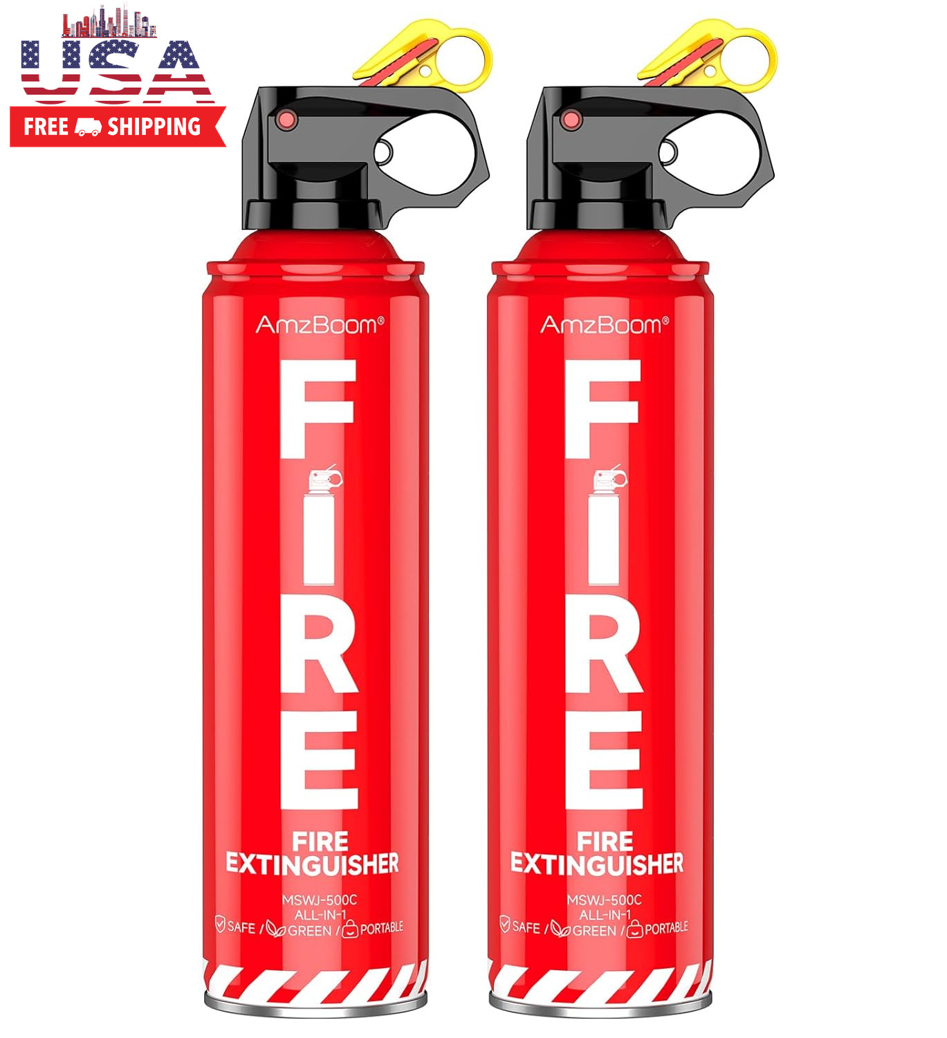 2-Pack Fire Extinguisher for Home, Kitchen, Car, and Grill with Mounting Bracket