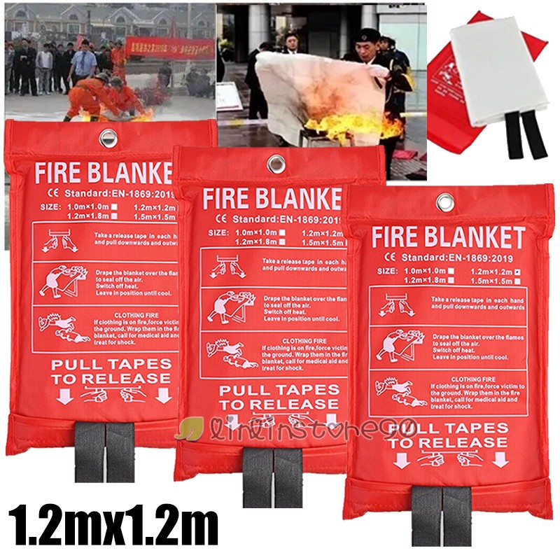 FIRE BLANKET Fiberglass Emergency Home Office Retardant Prepare LARGE 1/1.2/1.5m