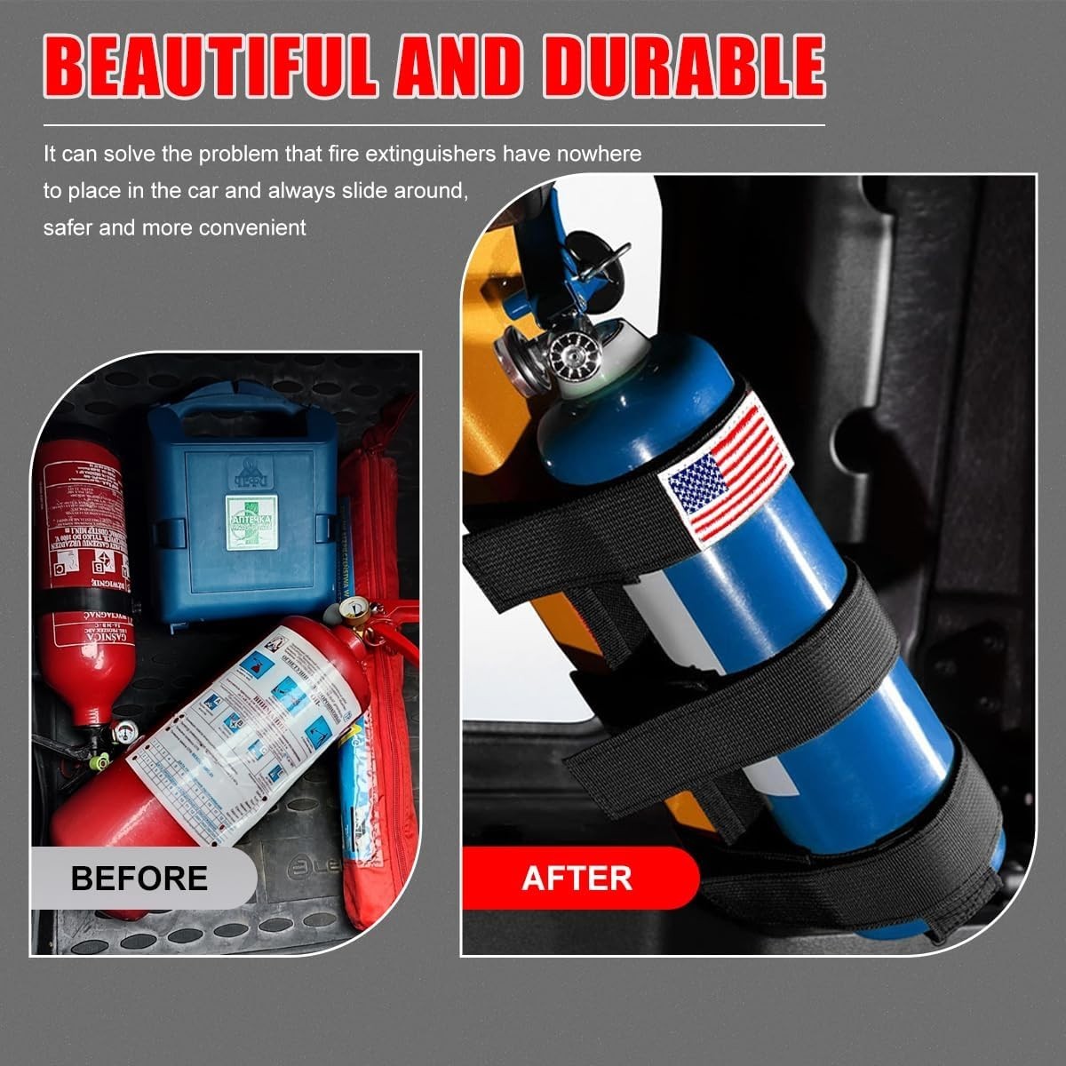 Fire Extinguisher Holder, Adjustable Roll Bar Extinguisher Fixed Belt with F…