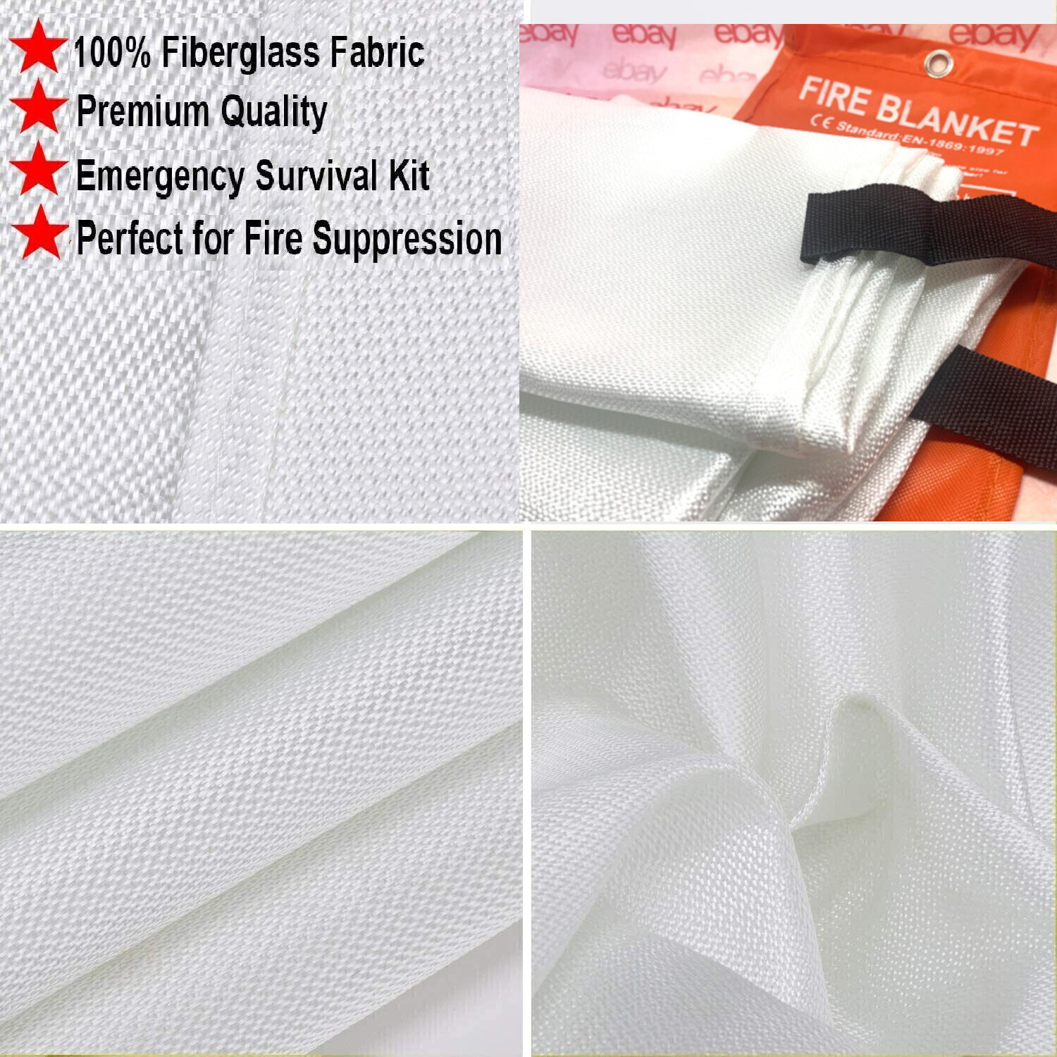 FIRE BLANKET Fiberglass Hero Emergency Home Retardant Prepared 39”x39”, 1mx1m
