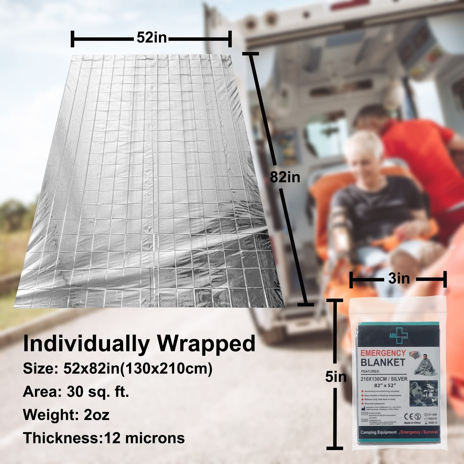 Emergency Blanket (12-Pack),Emergency Silver Foil Blanket– Perfect for Outdoo…