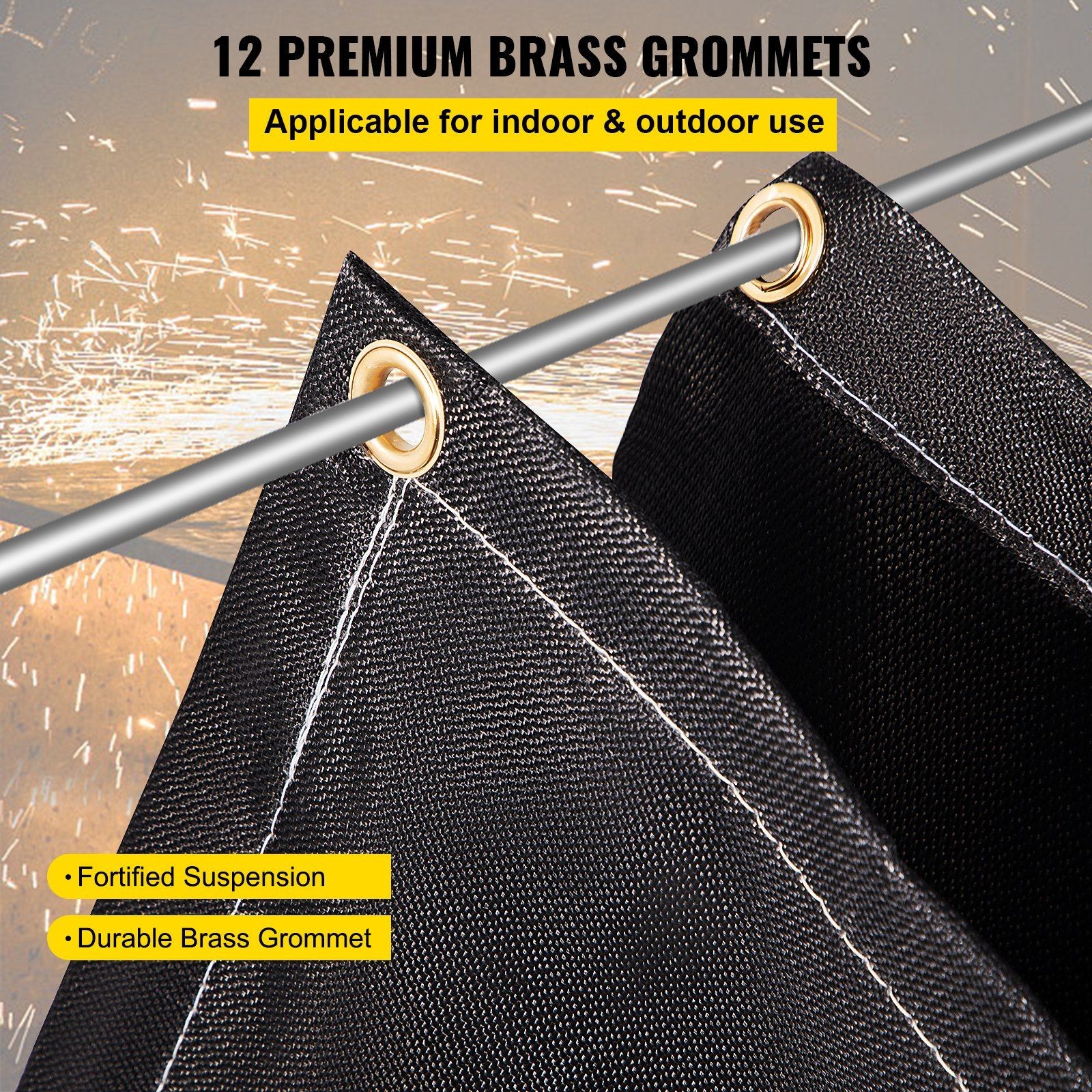 Fiberglass Fire Suppression Blanket 8x10ft 1022°F w/12 Heavy-Duty Grommets