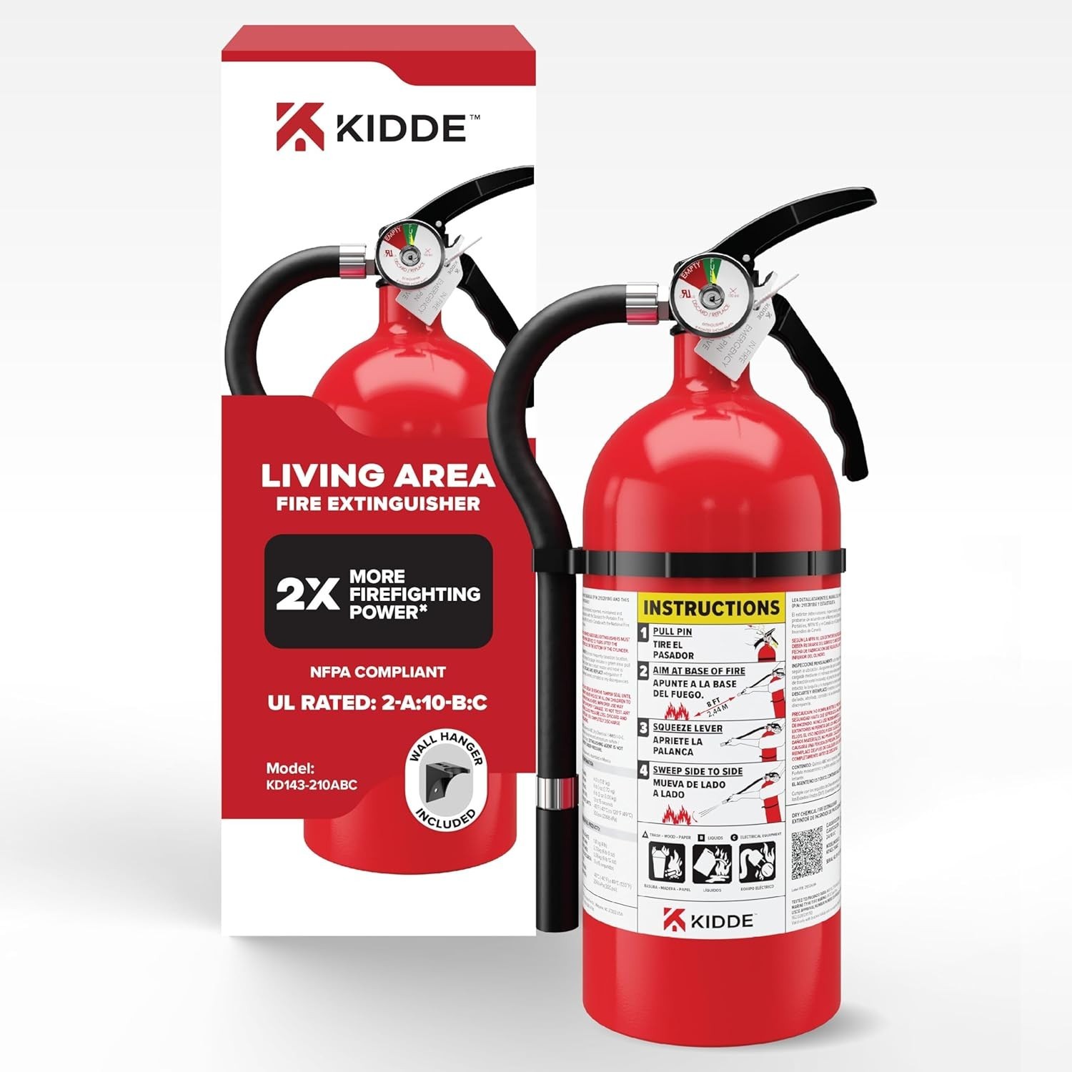 Kidde Fire Extinguisher Home Residential Use 2A10BC All-Metal Wall Hanger ABC