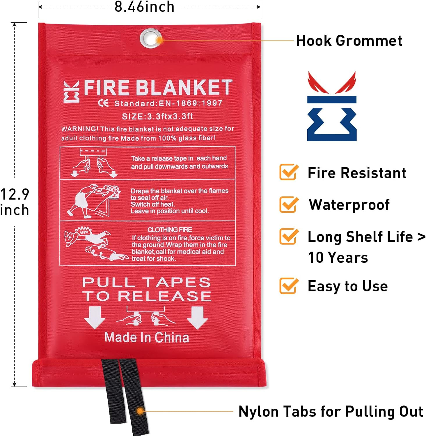 Fire Blanket for Kitchen Home Emergency – Fiberglass Blankets Fire Survival Susp