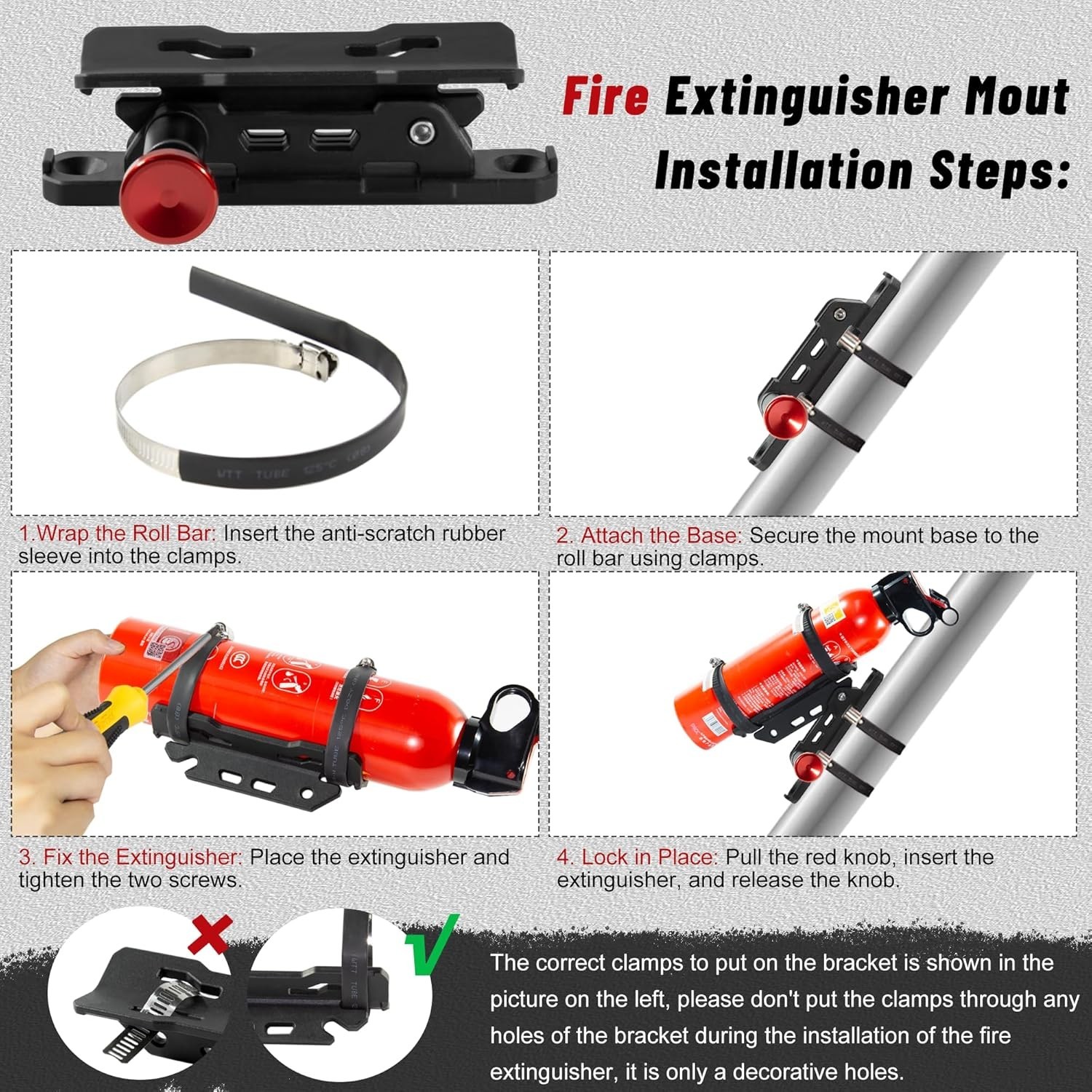 Premium UTV Fire Extinguisher Kit – Quick Release Roll Bar Mount for Off-Road Sa
