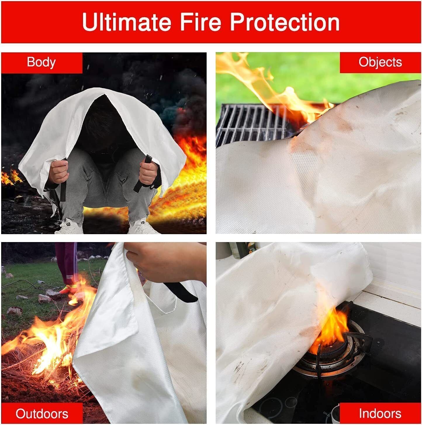 Emergency Fire Blanket Fiberglass Flame Retardant Safety Cover for Kitchen Home
