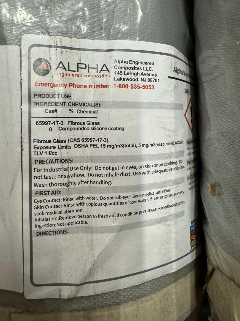ALPHA Maritex Silicone Coated Fiberglass Part #LC22540 One Roll 60″ X 50 YDS NEW