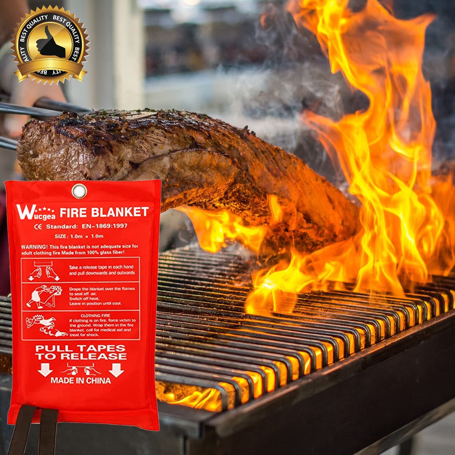 2x Large Fire Blanket Fireproof For Home Kitchen Office Caravan Emergency Safety