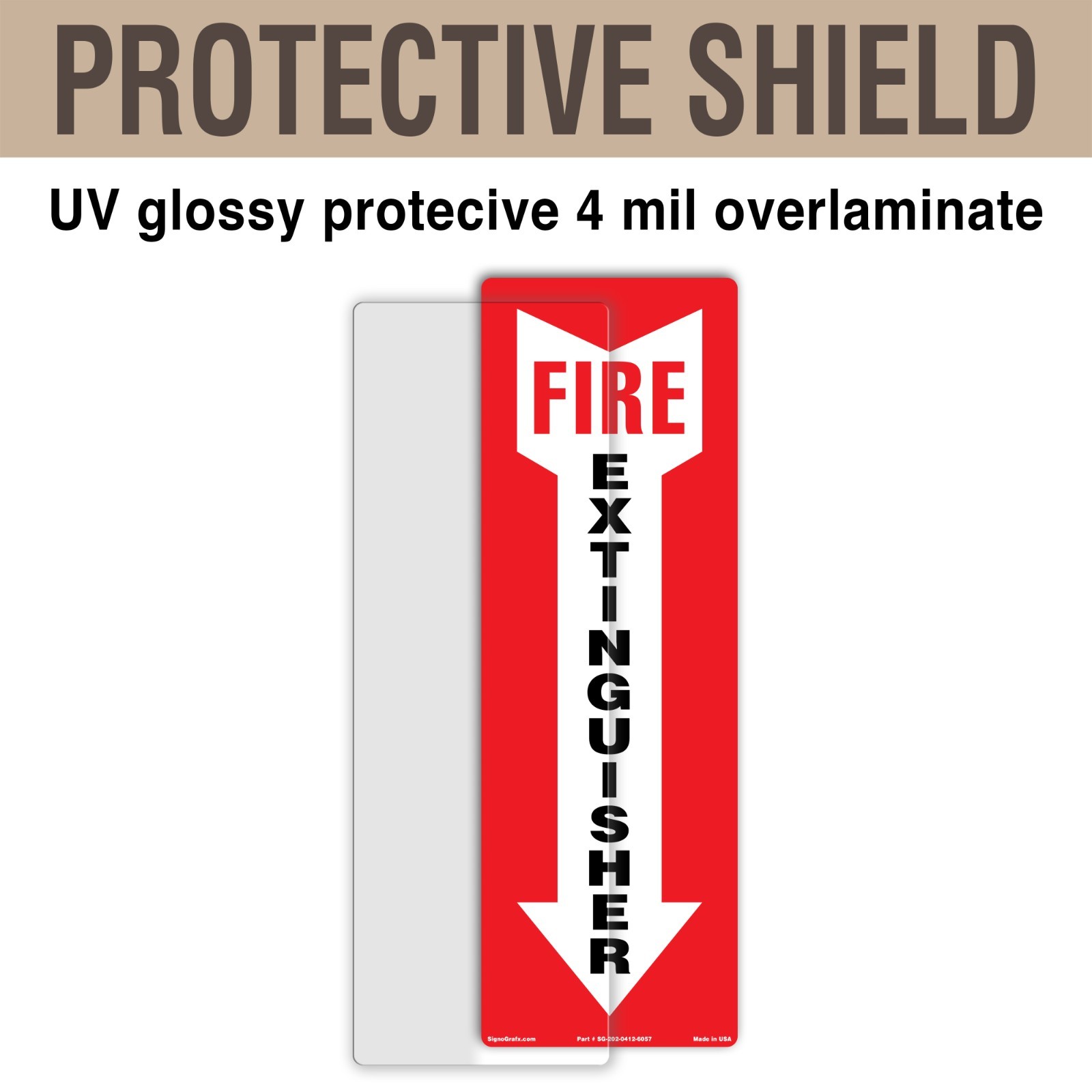 SIGNOGRAFX Fire Extinguisher Sticker Sign,5 Pack 4×12 In Fire Extinguisher Sign