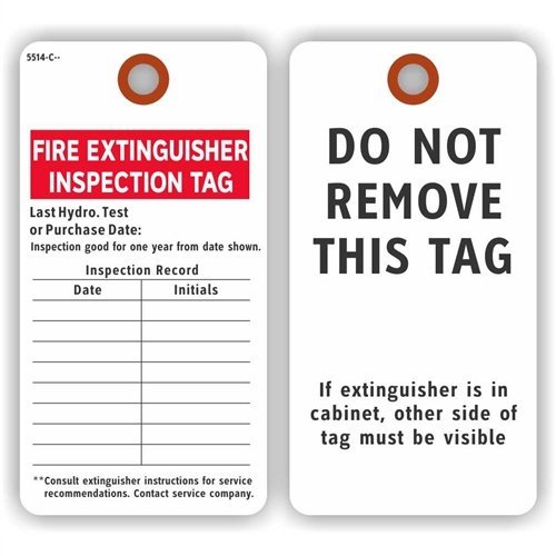 Fire Extinguisher Inspection Tag, Colored 13pt Cardstock, 25Tags EM5514CWH