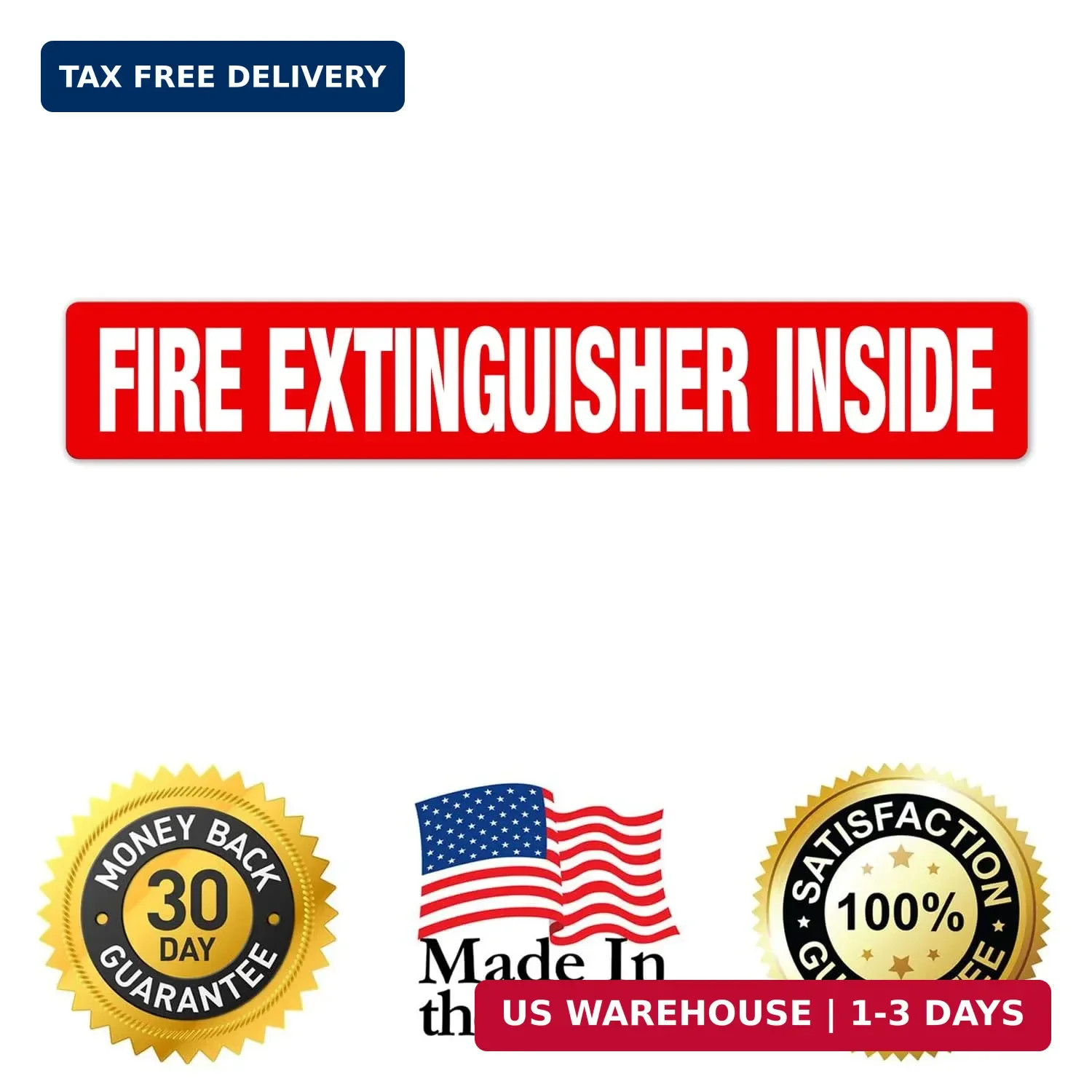Fire Extinguisher Inside Sign, 4 Pack, 12×2 Inches, Self-Adhesive Vinyl Floor De