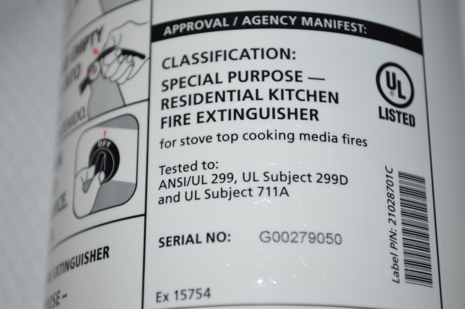 KIDDE ~ KITCHEN FIRE EXTINGUISHER ~ EASY MOUNT BRACKET ~ RESSP ~ DRY CHEMICAL