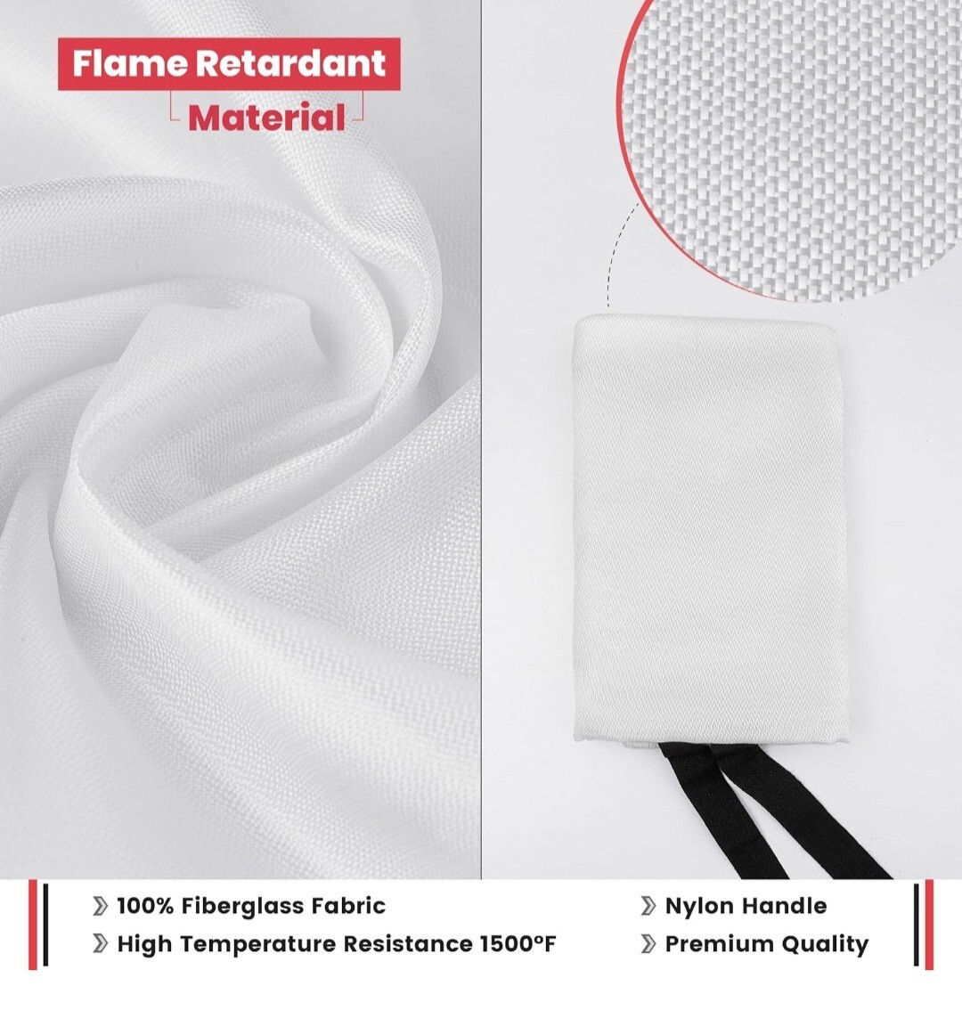 40″ x 40″ Emergency Fire Blanket Flame Retardant Protection, Fiberglass Fire…