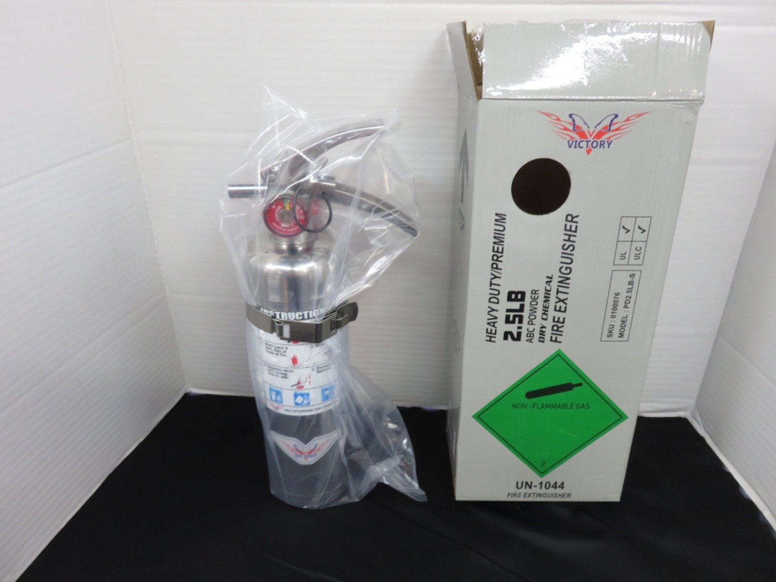 🧯NEW 2025-2.5 lb CHROME/STAINLESS STEEL ABC FIRE EXTINGUISHER W/VEHICLE BRACKET