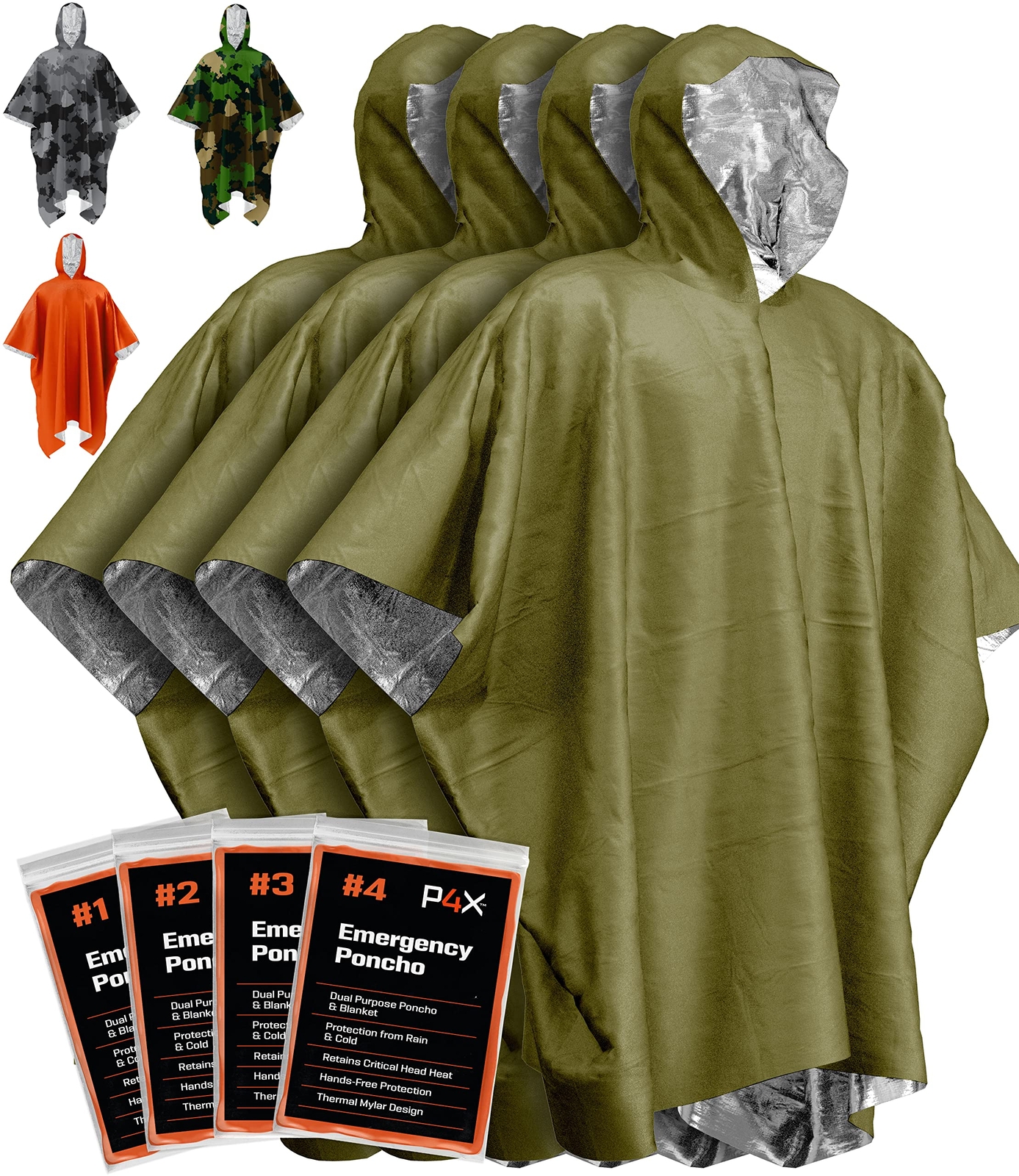 Emergency Poncho With Mylar Blanket Liner “ Heavy Duty Waterproof Windresistant