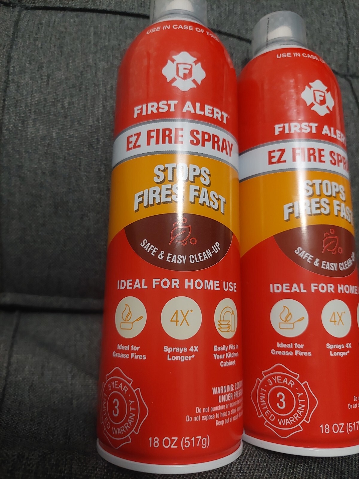 First Alert EZ Fire Spray, Extinguishing Aerosol Spray 18oz, Pack of 2 Sealed