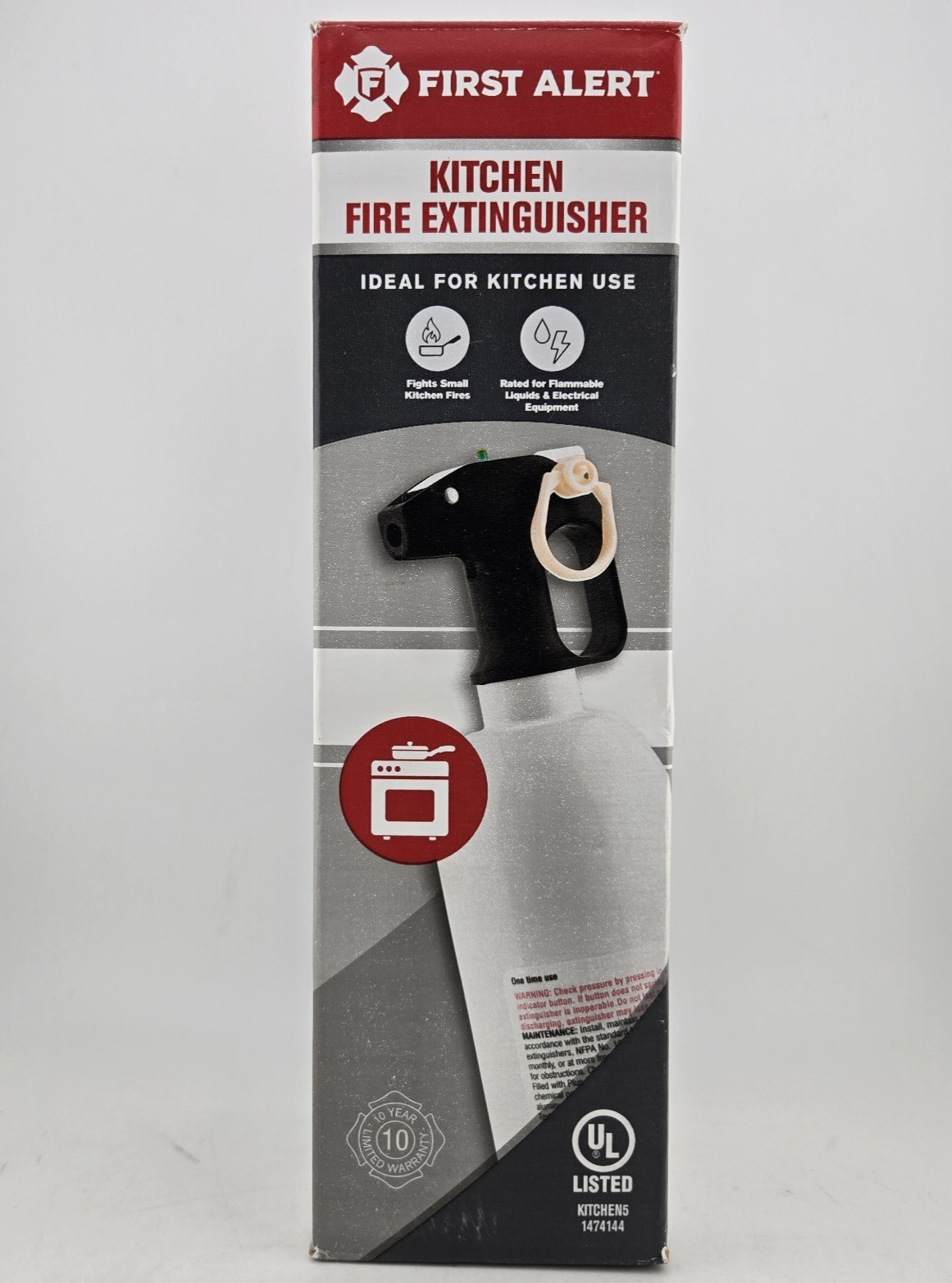 First Alert Kitchen Fire Extinguisher KFE2S5 UL Rated 5-B:C White 1 Pack NEW