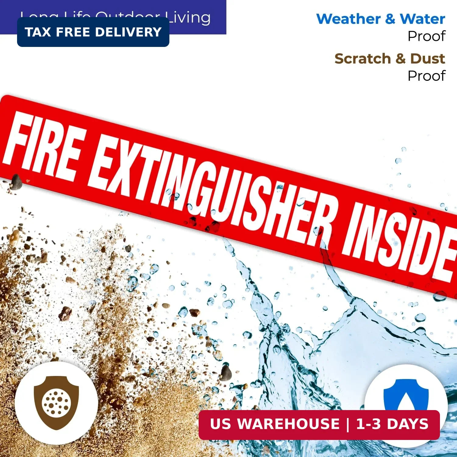 Fire Extinguisher Inside Sign, 4 Pack, 12×2 Inches, Self-Adhesive Vinyl Floor De