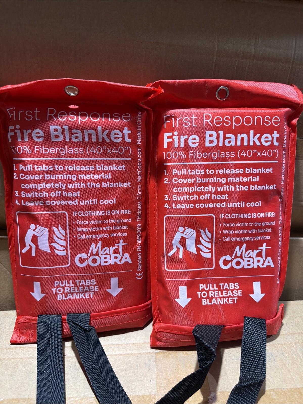 Pack Of 2 Mart Cobra First Response Fire Blanket 40×40 100% Fiberglass Home Use