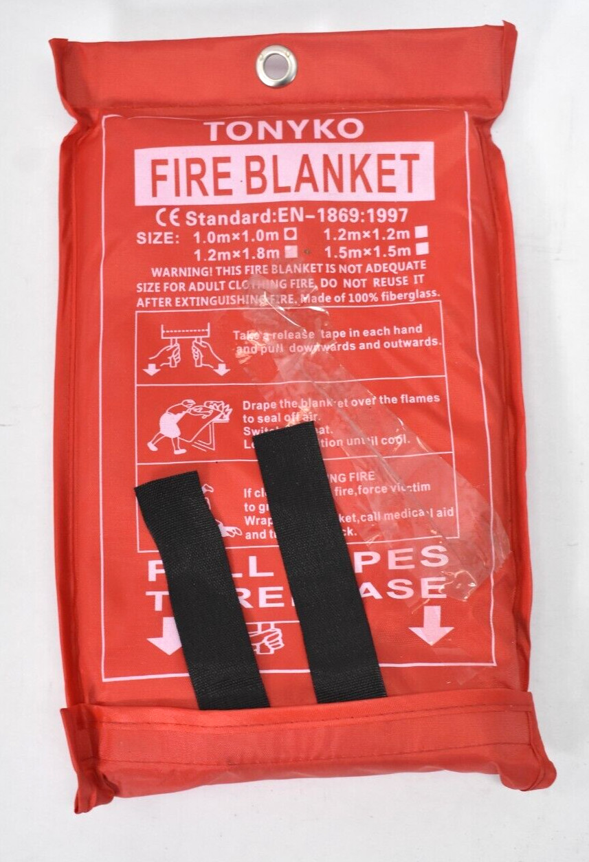 Tonyko Premium Fire Blanket 1.0m x 1.0m 1869:1997 Home Office Emergency