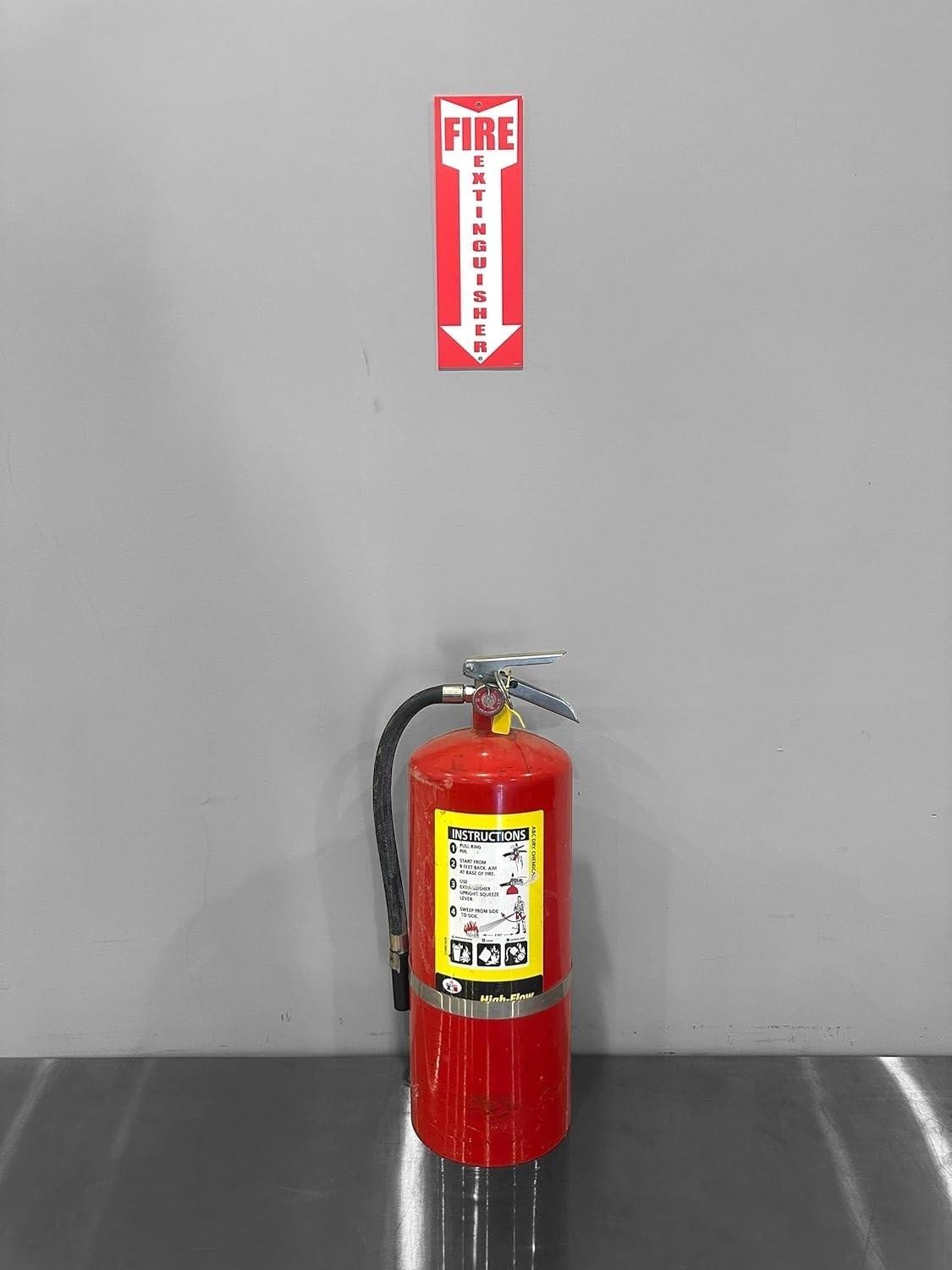 Fire Extinguisher Signs 4 Pack, 80 Mil Thick Plastic for Business & Office Use