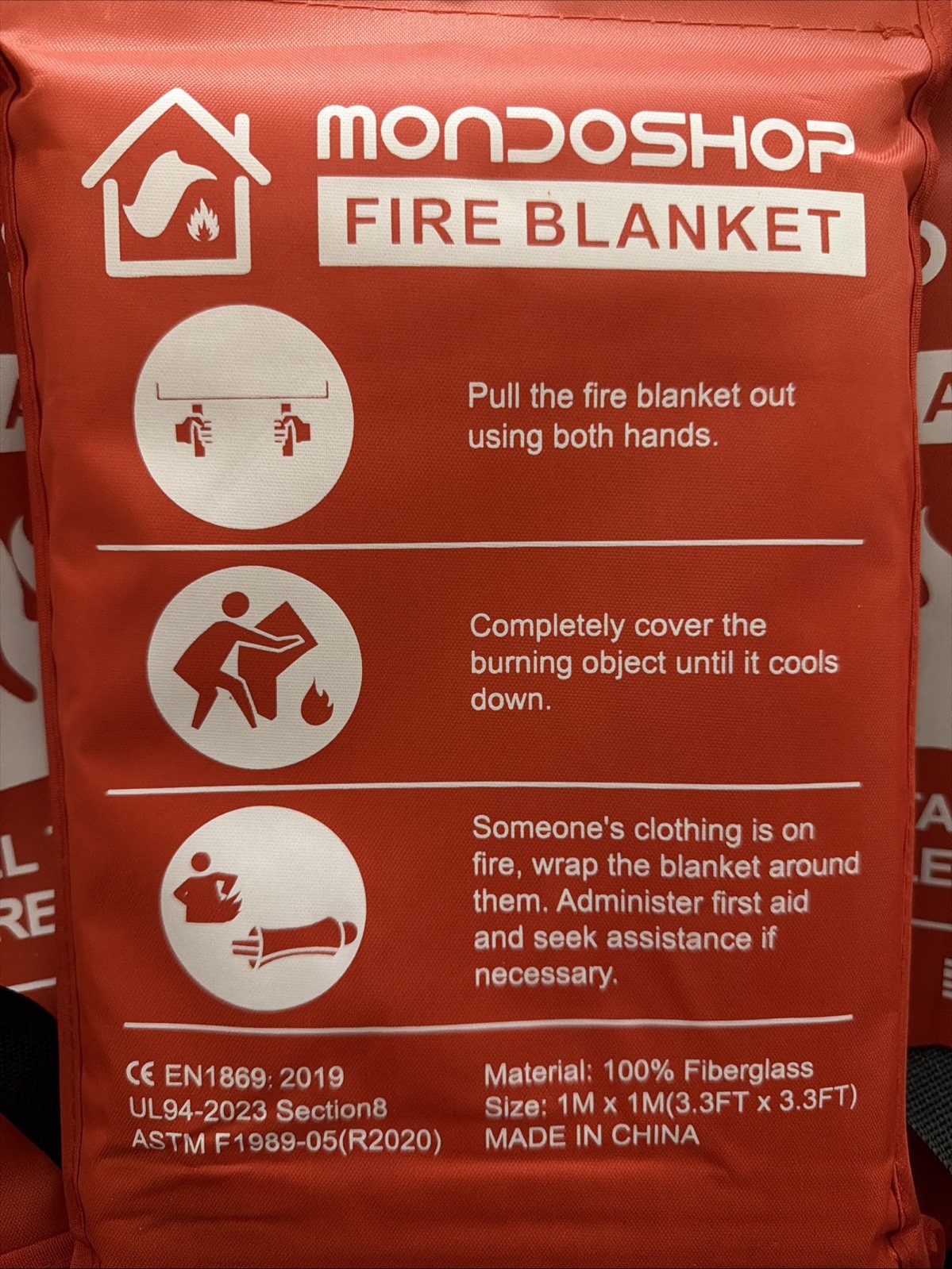Fire Blanket Emergency Home 1 Pack 40″x40″ Fiberglass Emergency Fire Blanket