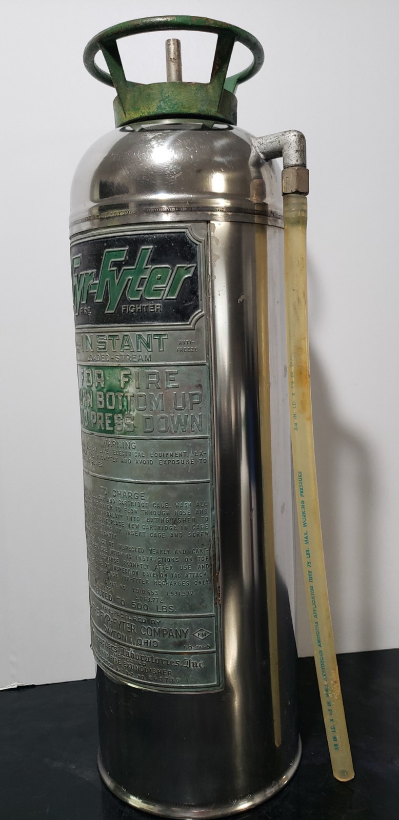 Vintage Fyr-Fyter Stainless Steel Fire Extinguisher Empty