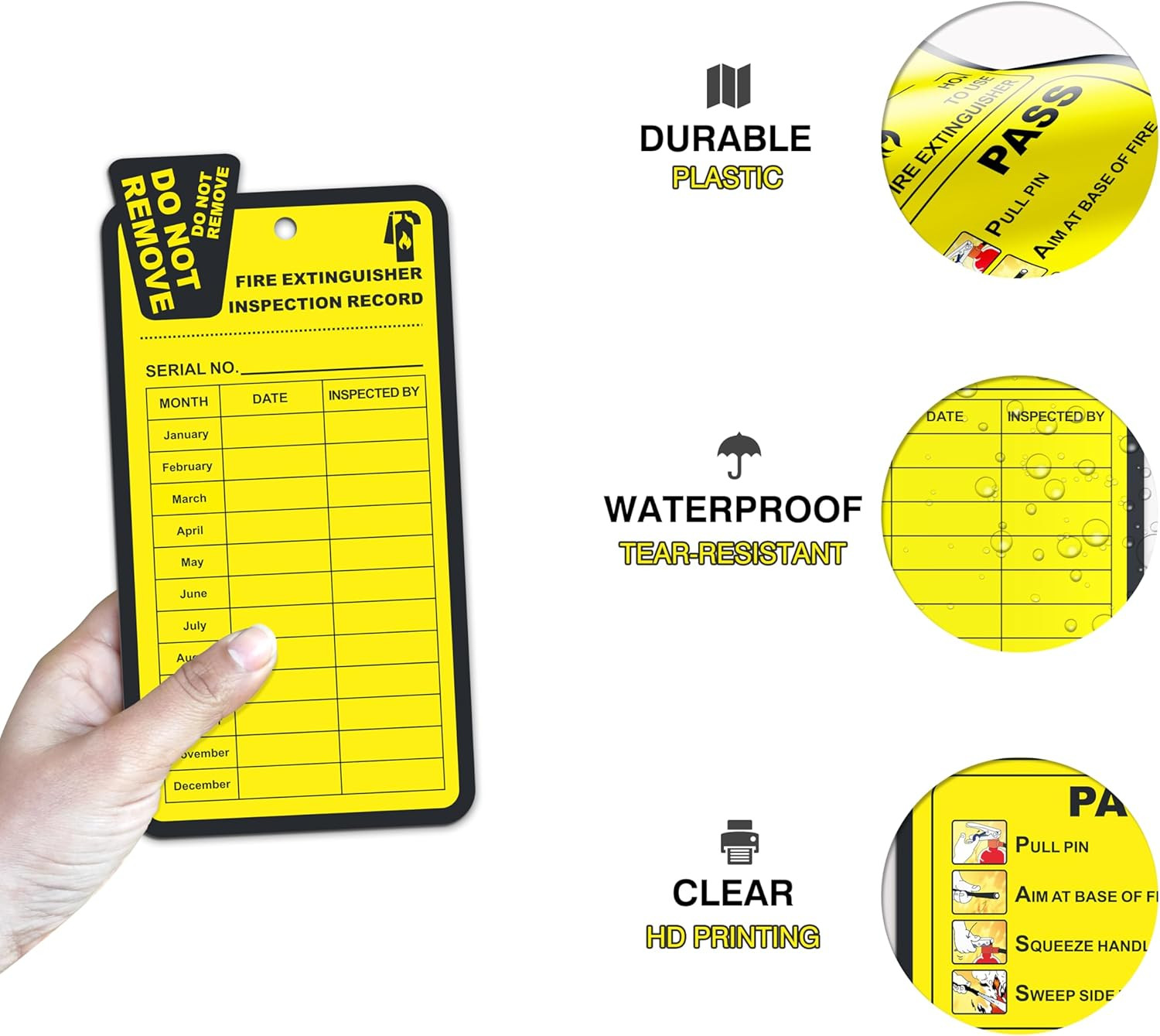 Fire Extinguisher Inspection Tags 2026-2029, 25 Pack Yearly Monthly Fire