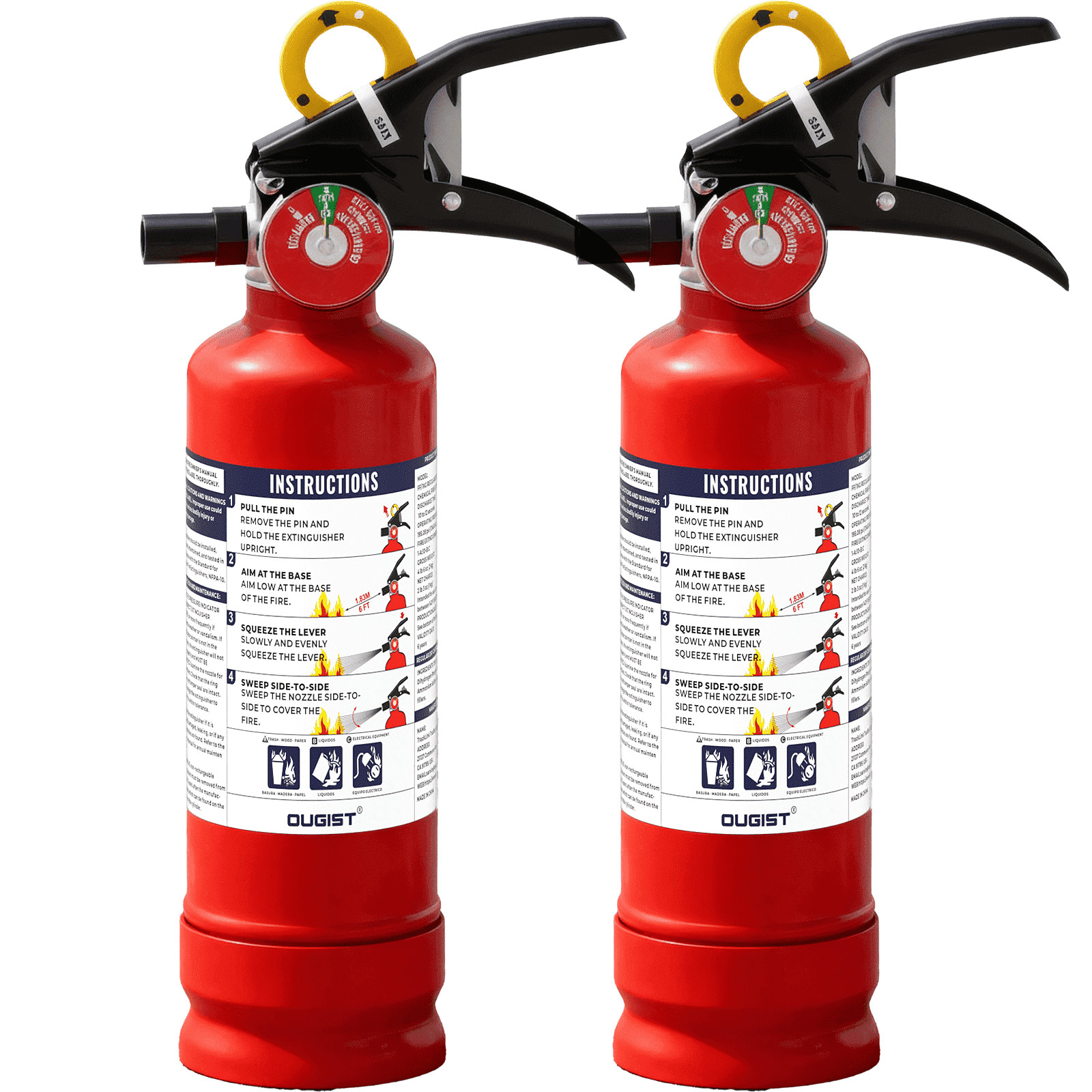 2-Pack Fire Extinguisher, 2.5 lb, 1-A:10-B:C Rated