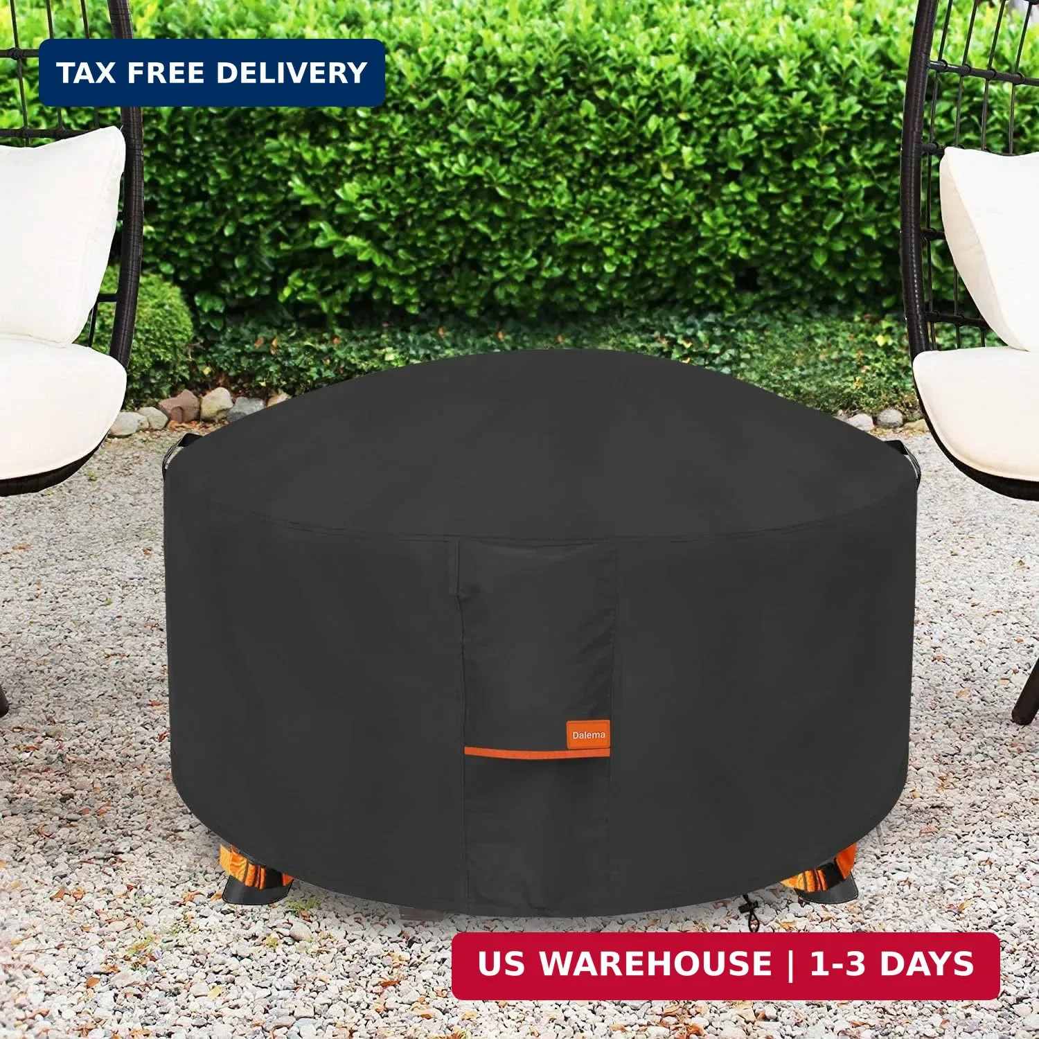 Fire Pit Cover,Outdoor Heavy Duty 600D 100% Waterproof Fire Pit Cover Round,Weat