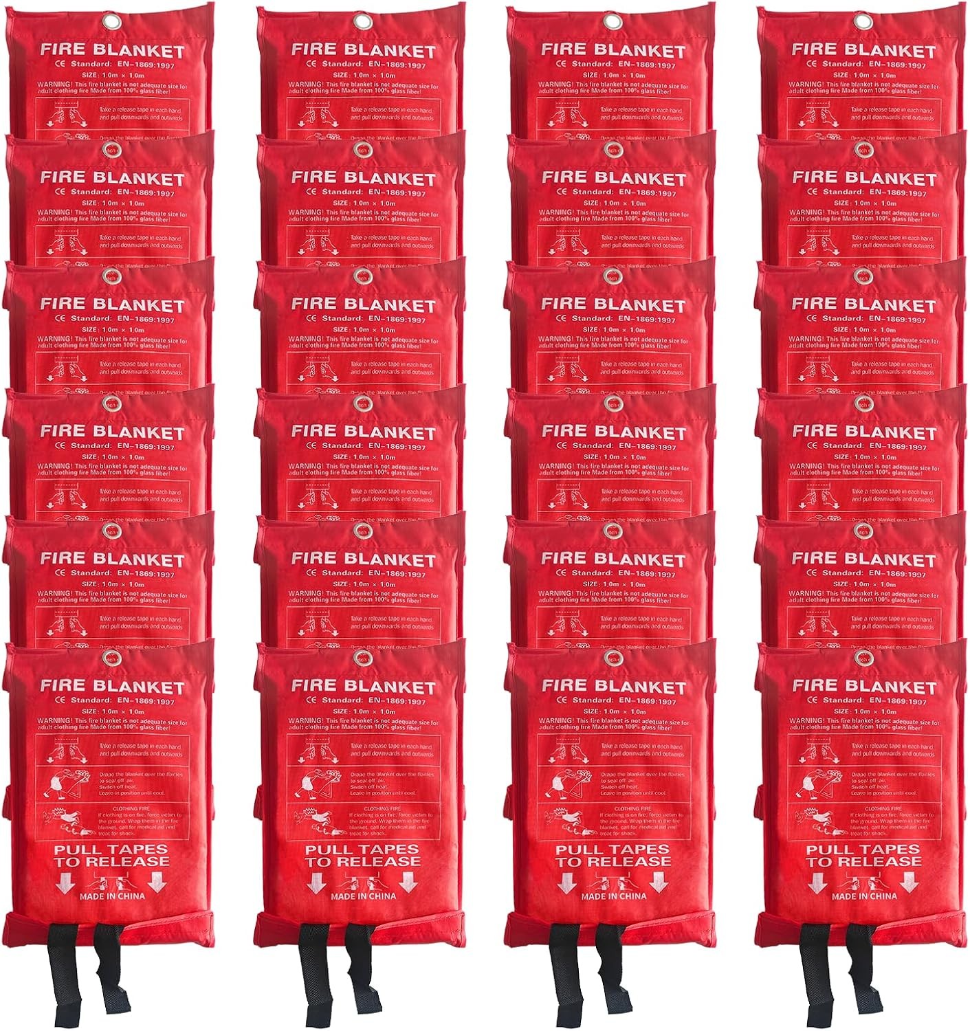 24 Pack Fire Blanket 1100℉ Heat Resistant Emergency Fire Suppression Blanket