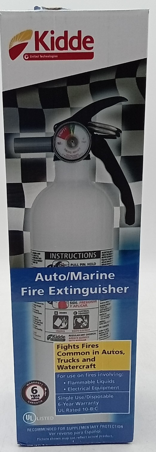 10-B:C Fire Extinguisher with Metal Valve White Marine Boat Auto Vehicle Safety
