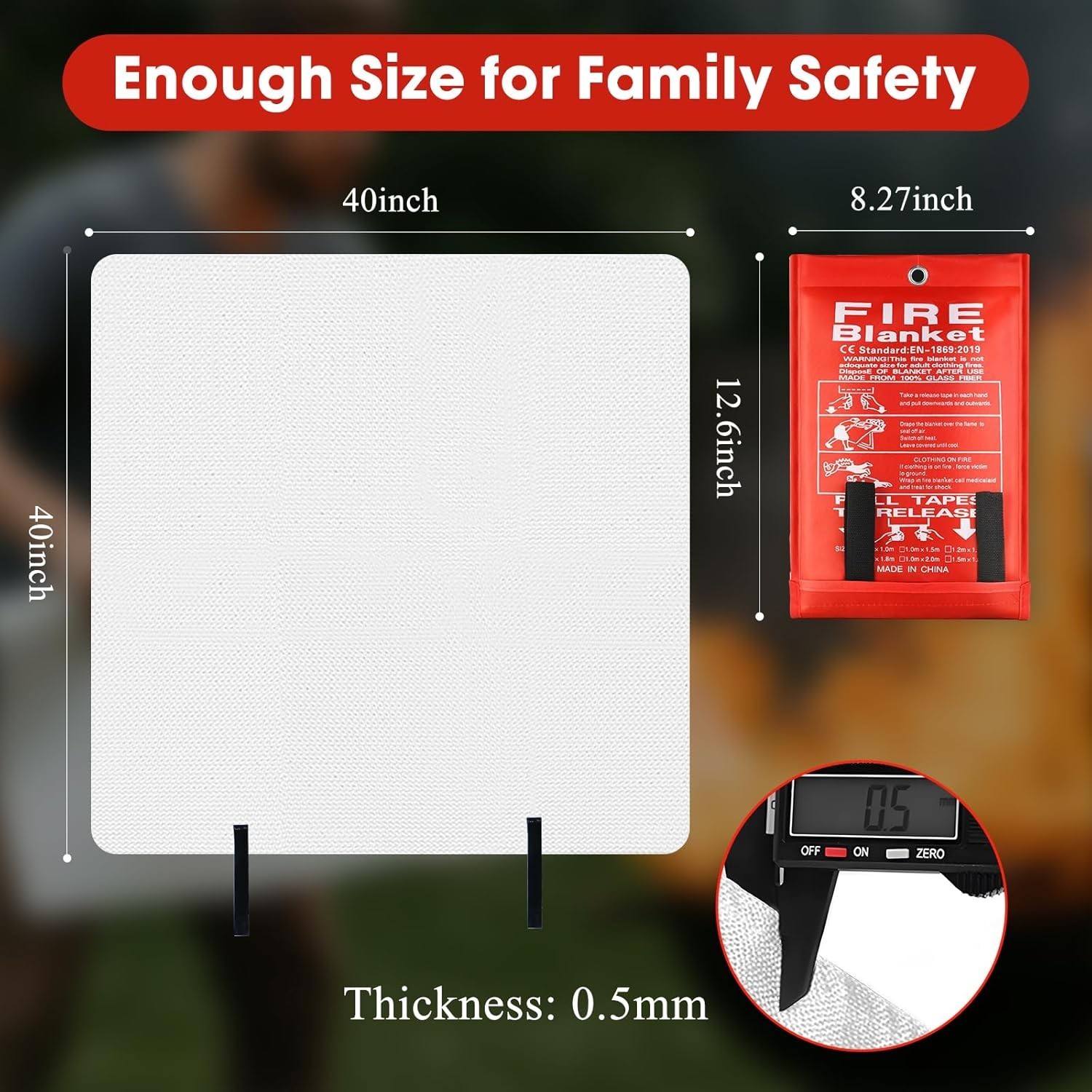 Fire Blanket Emergency for Home – 1 Pack/Size 1.0mx1.0m