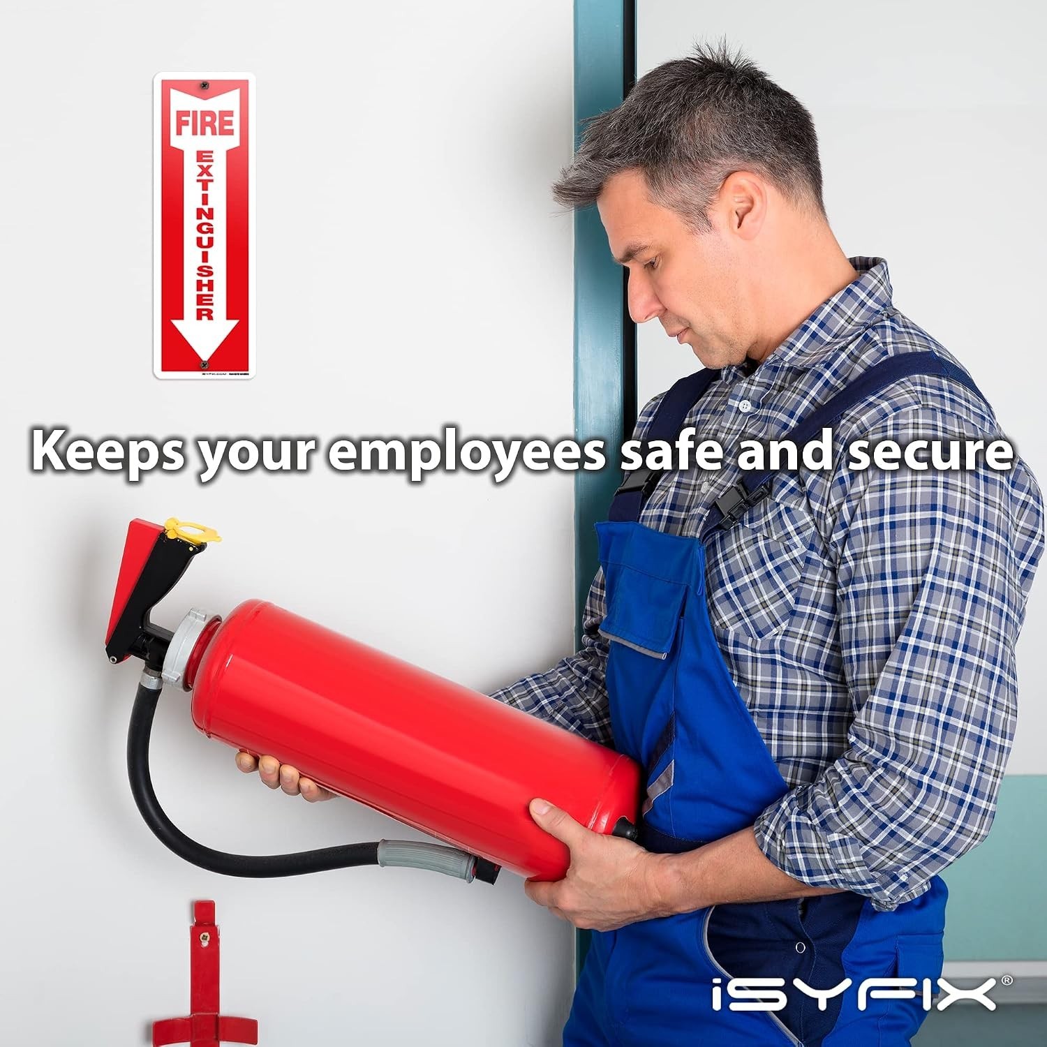 iSYFIX Fire Extinguisher Aluminum Signs – 5 Pack 4×12 Inch – Laminated for Ultim