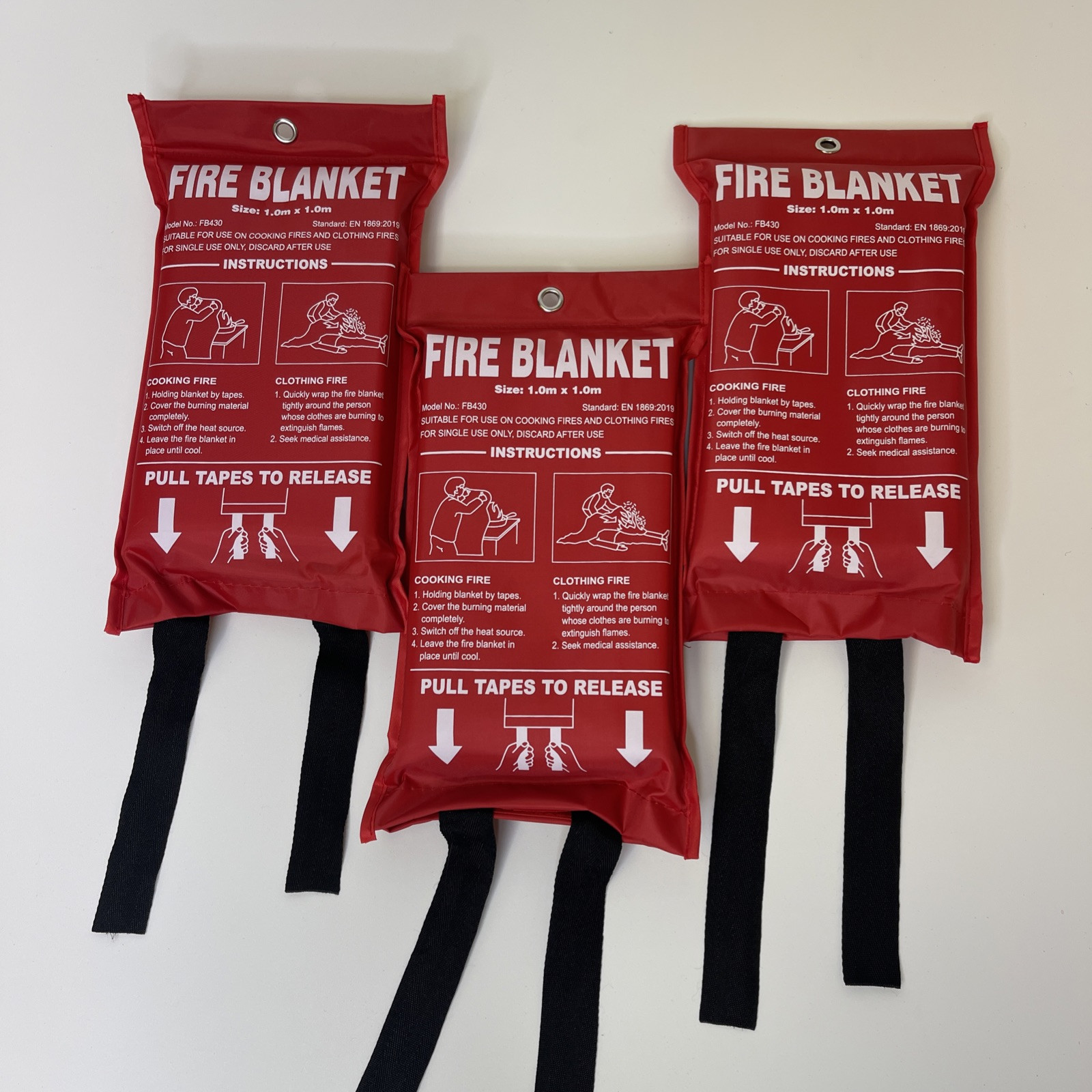 3 Pack 39×39 Fire Blanket Fireproof Home Kitchen Office Caravan Emergency Safety