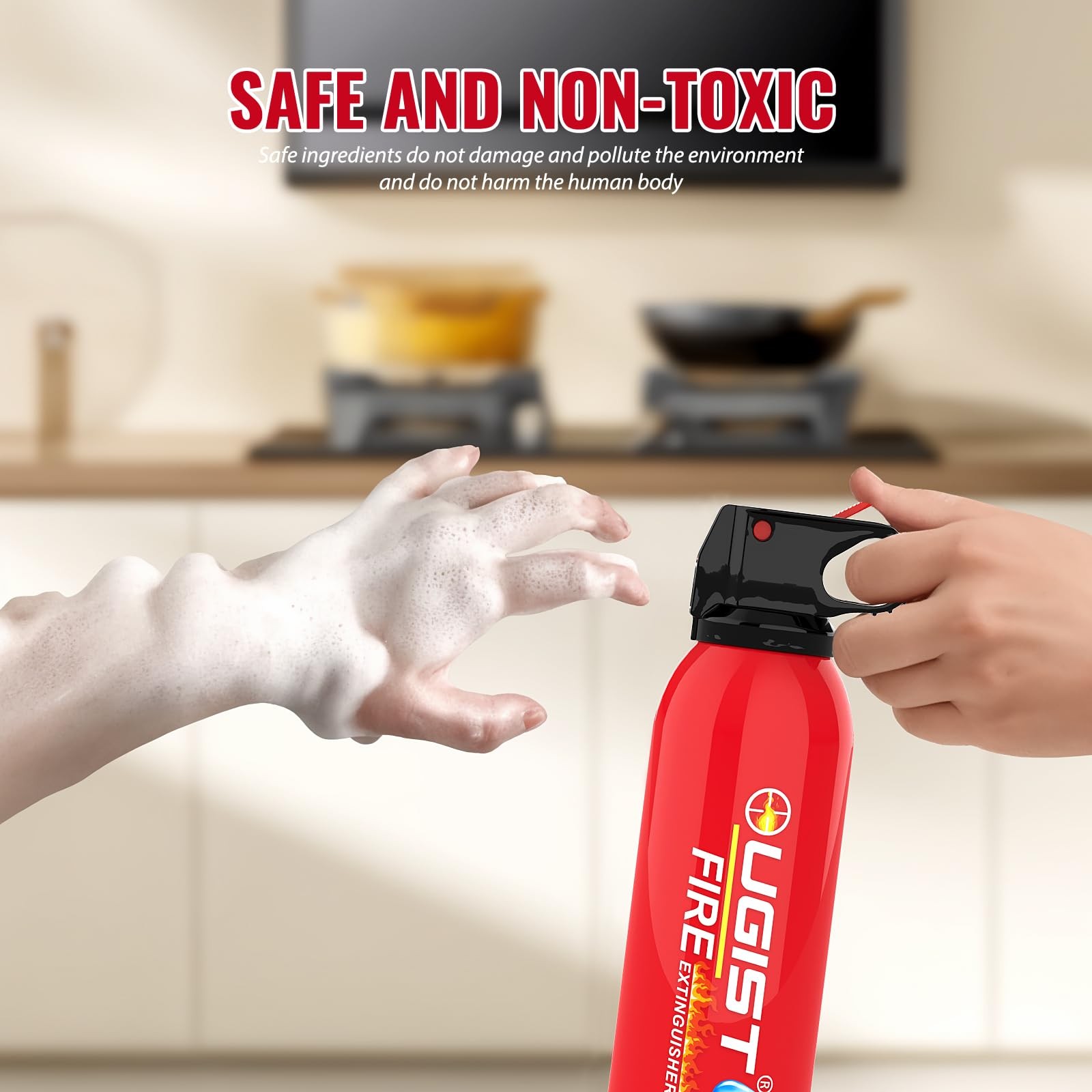 Ougist Small Portable Fire Extinguisher for Home and Car, 21oz Each, 1-Pack, Wat