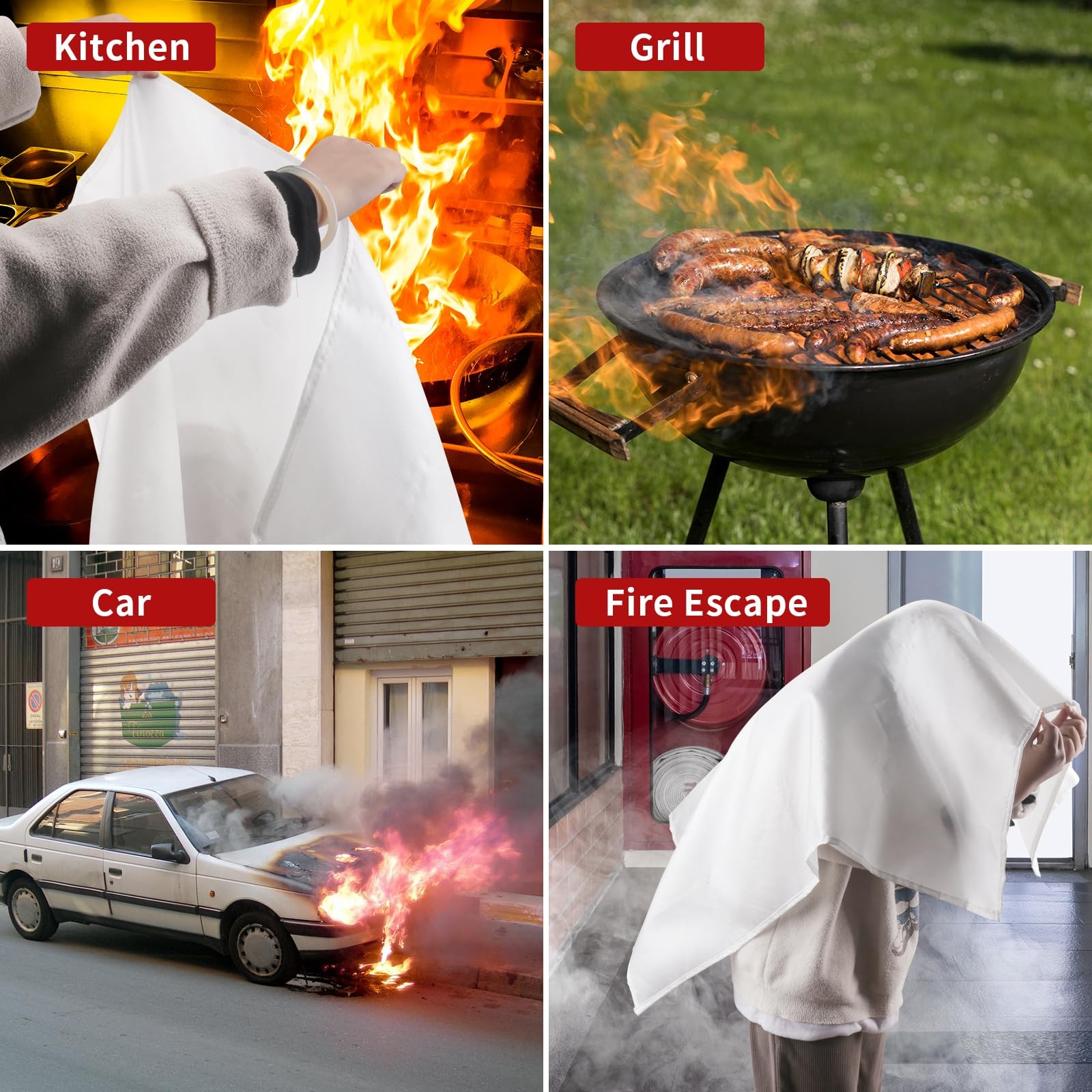Fire Blanket – 2 Pack, Fire Suppression Blanket for Home and Kitchen, 40” x 4…