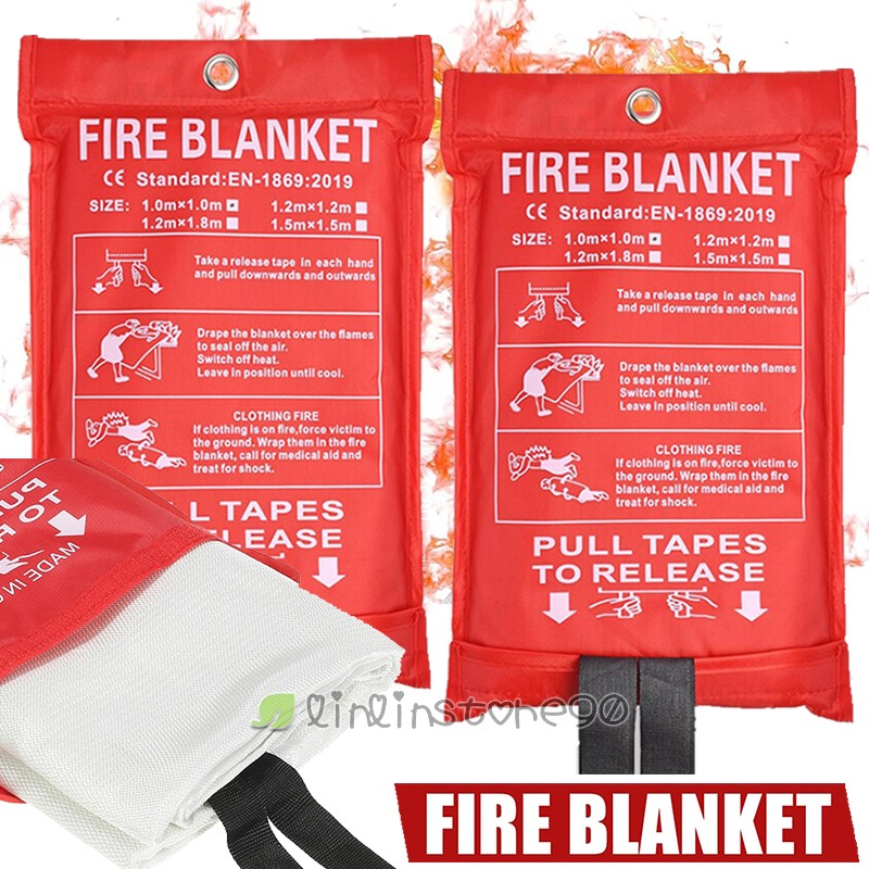FIRE BLANKET Fiberglass Emergency Home Office Retardant Prepare LARGE 1/1.2/1.5m