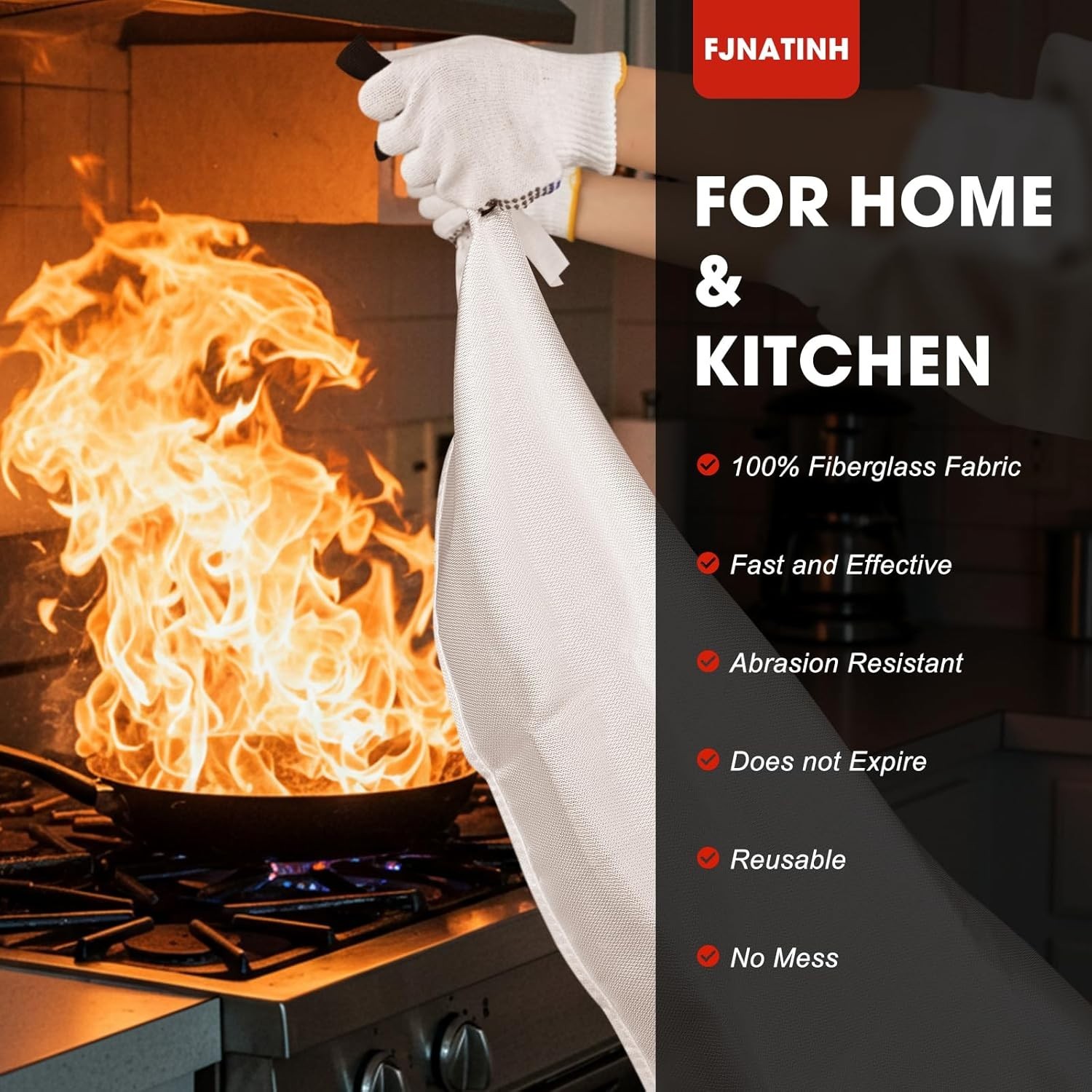 Fire Blanket Emergency for Home – 1 Pack/Size 1.0mx1.0m