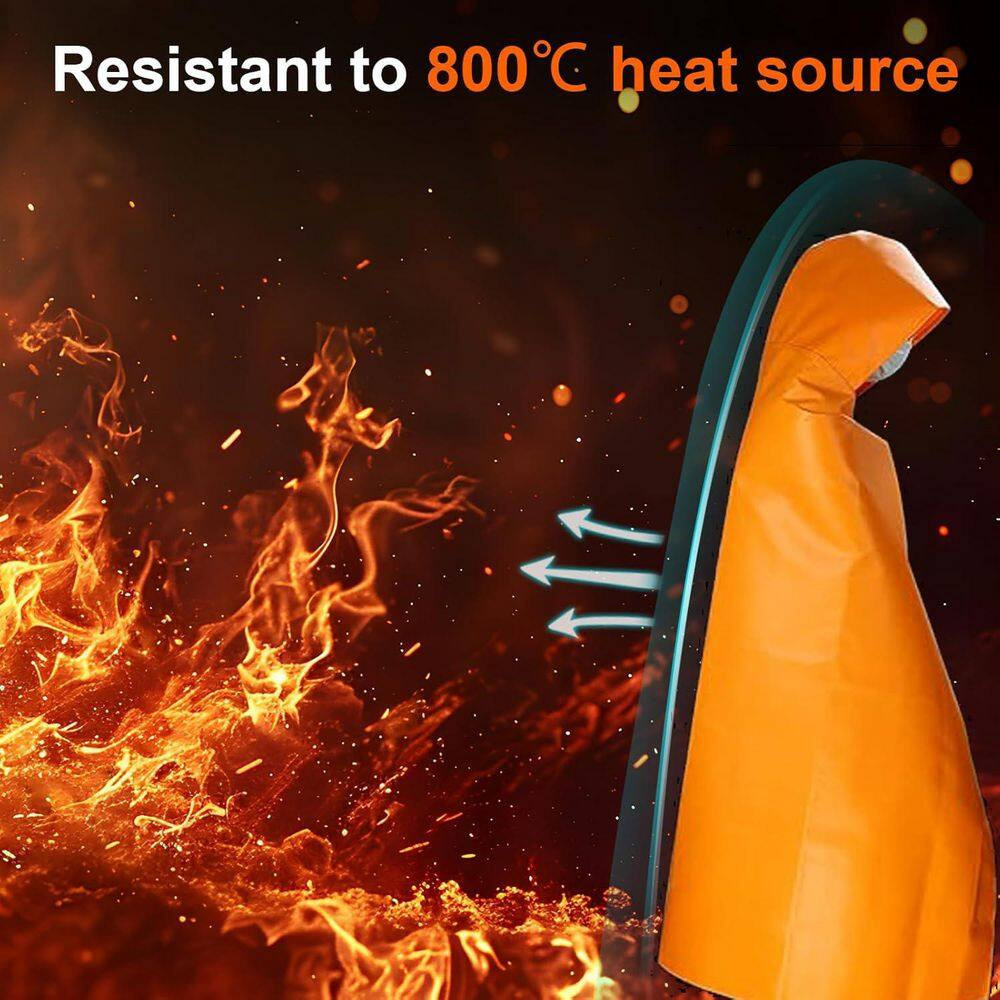 Extra Large Fireproof Glass Fiber Cloak Emergency Fire Blanket Head Protection K