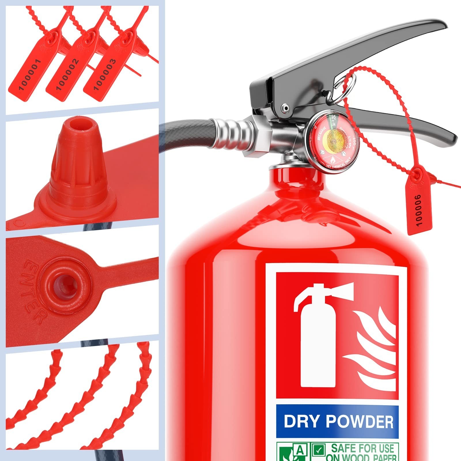 1000 Pcs Plastic Tamper Seals Fire Extinguisher Tags Security Tags Seals Safe…