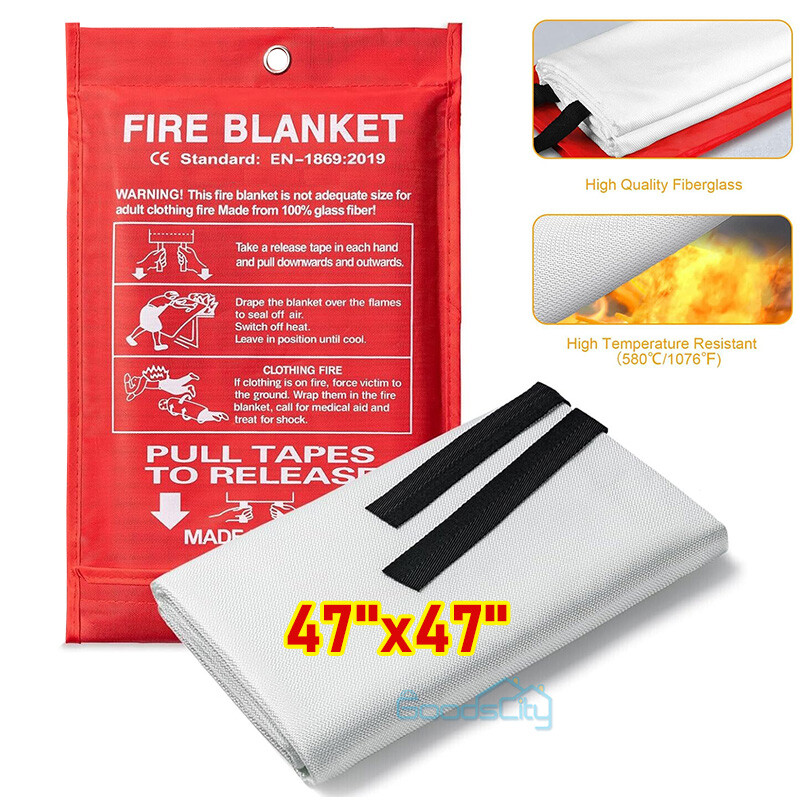 Home Fire Safety Blanket, 1-Pack, Fiberglass, Flame Retardant, 47” X 47” USA