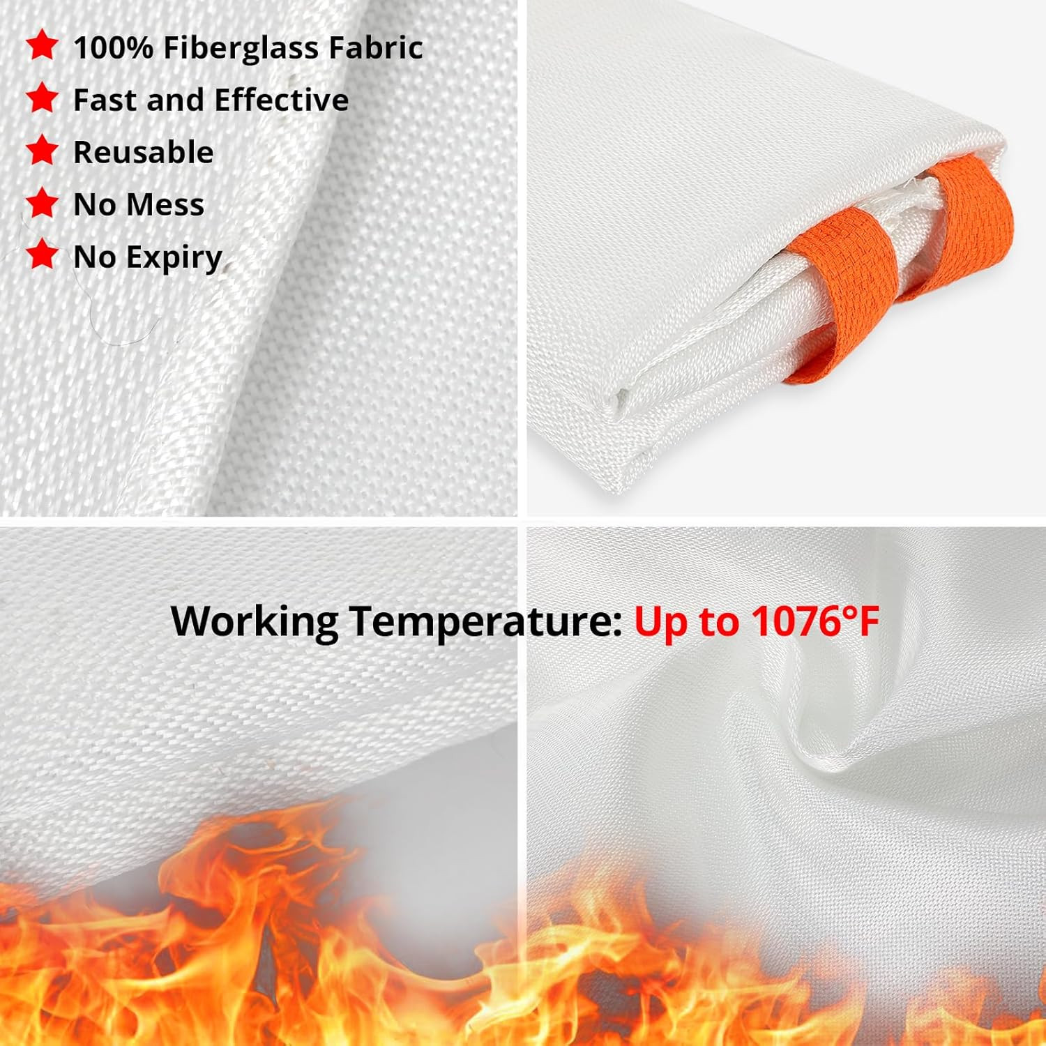 Emergency Fire Blanket for Home and Kitchen – 2 Pack 40″X40″ Flame Suppression F