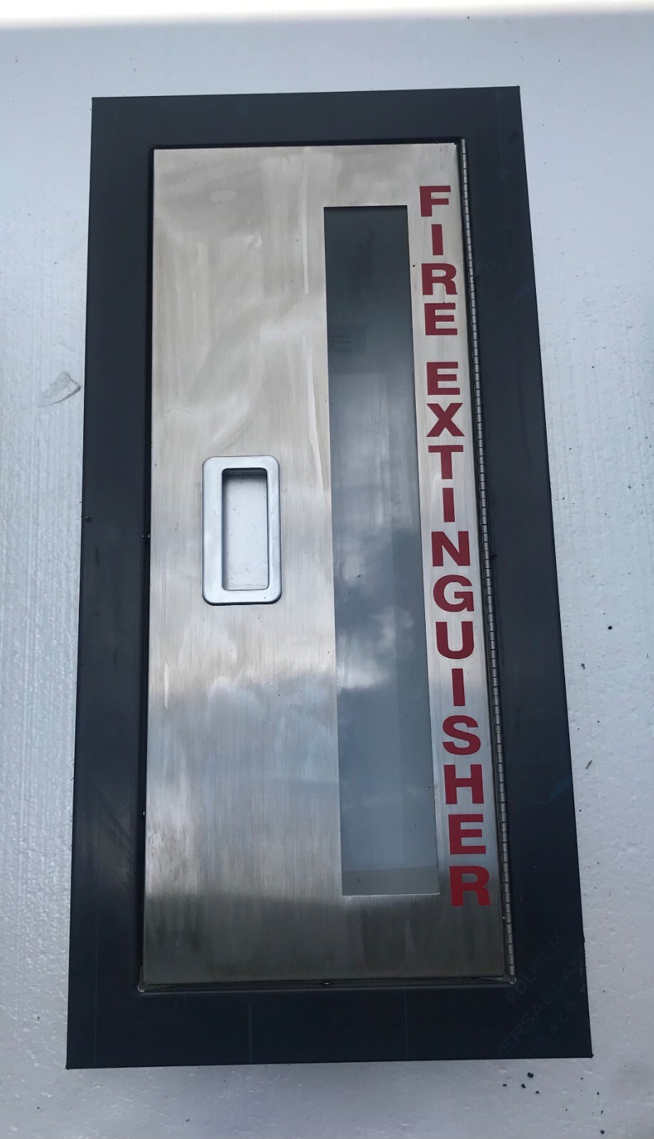 Larsen’s stainless steel fire extinguisher cabinet 26″ x 11″ x 7″