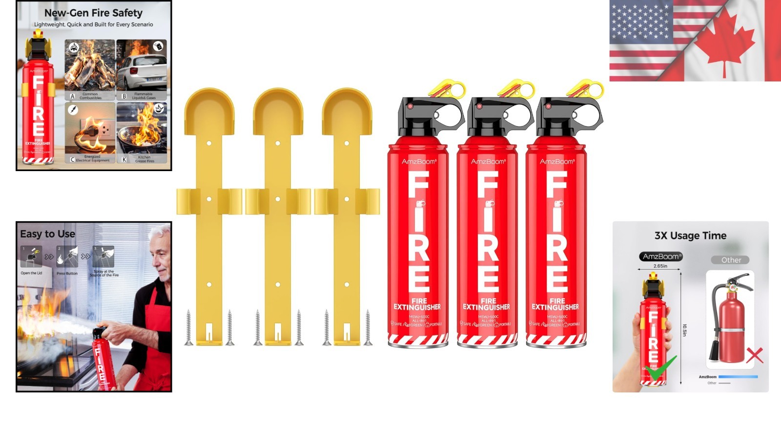 3 Pack Eco-Friendly Water-Based Fire Extinguishers – Portable & Easy Use