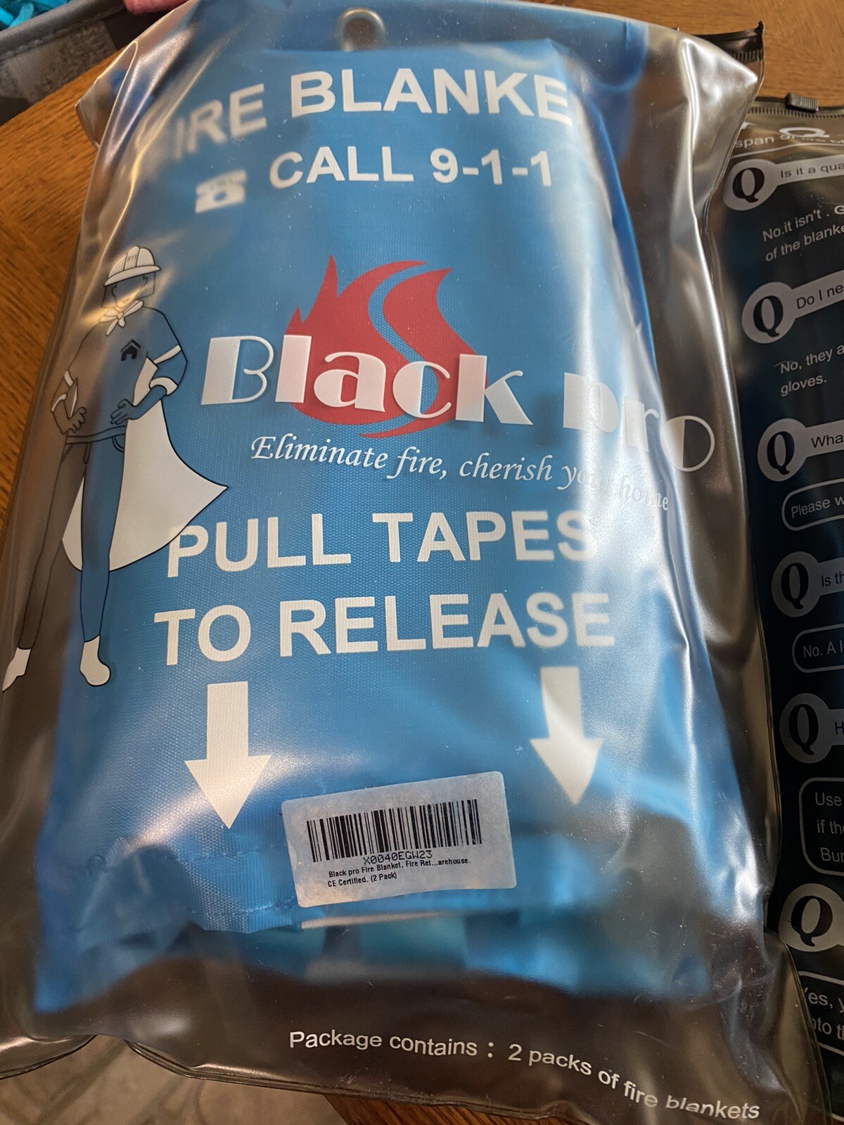 Black Pro Fire Blankets 2 pack Size 1.0M X 1.0M NWT