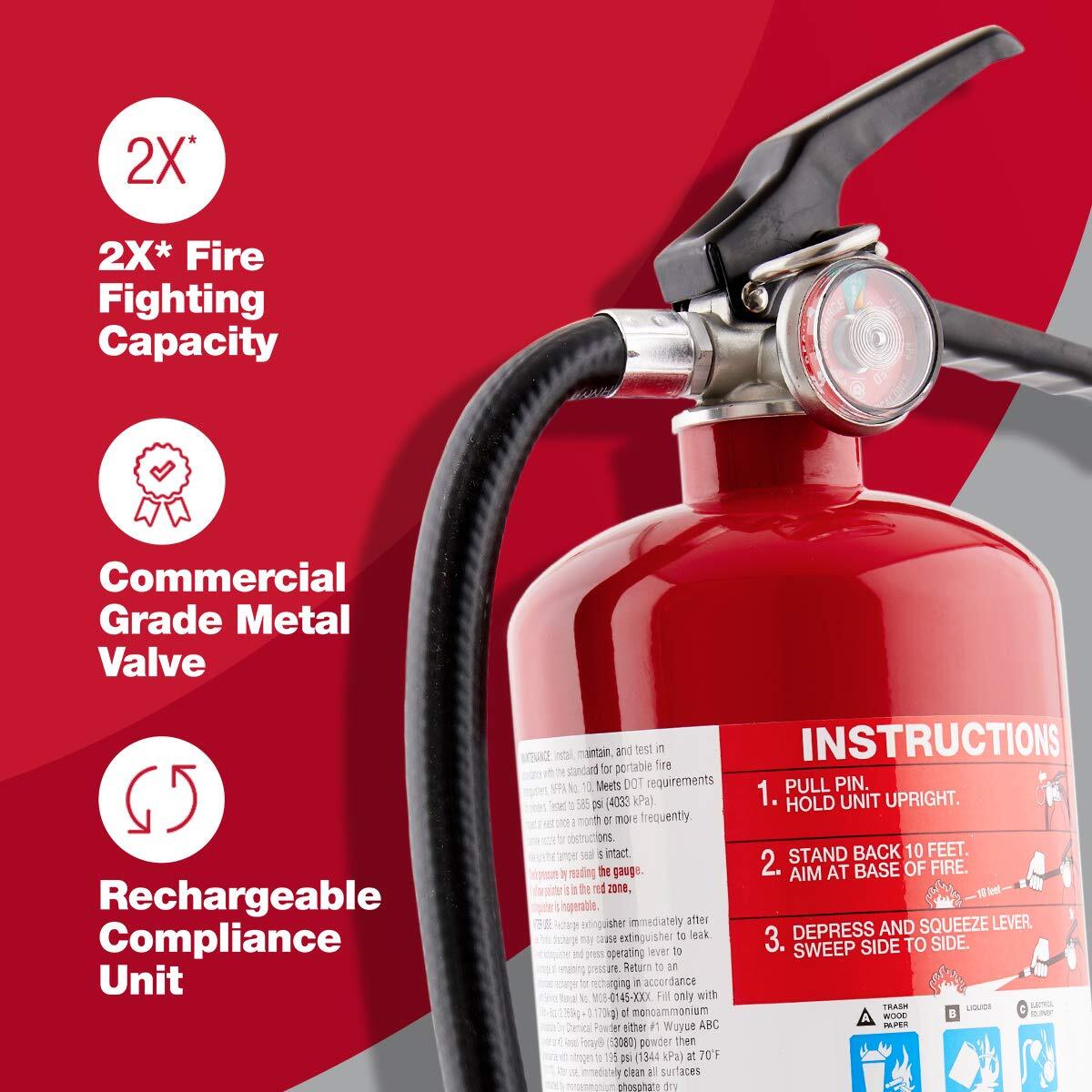 First Alert HOME2PRO Fire Extinguisher UL Rated 2A 10B C Heavy Duty Metal