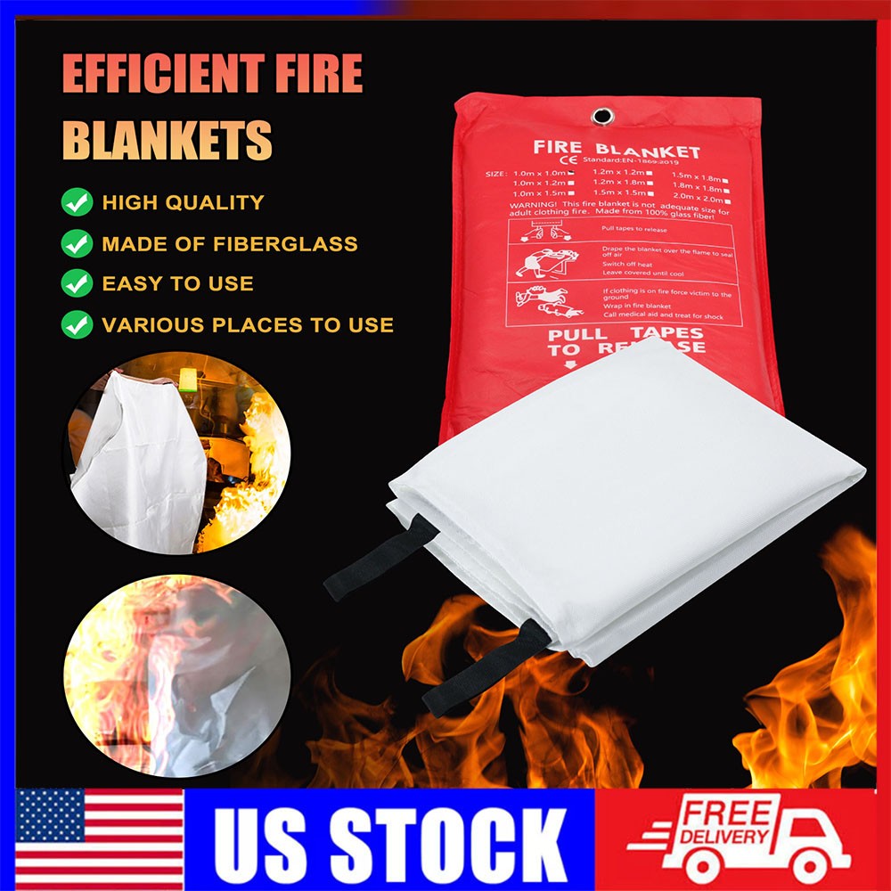 FIRE BLANKET Fiberglass Emergency Home Office Retardant Prepared 39”x39”,LARGE