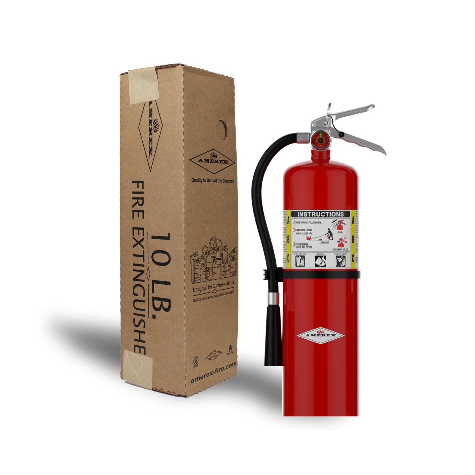 Amerex B456 ABC Dry Chemical Fire Extinguisher with Aluminum Valve, 10 lb. wi…